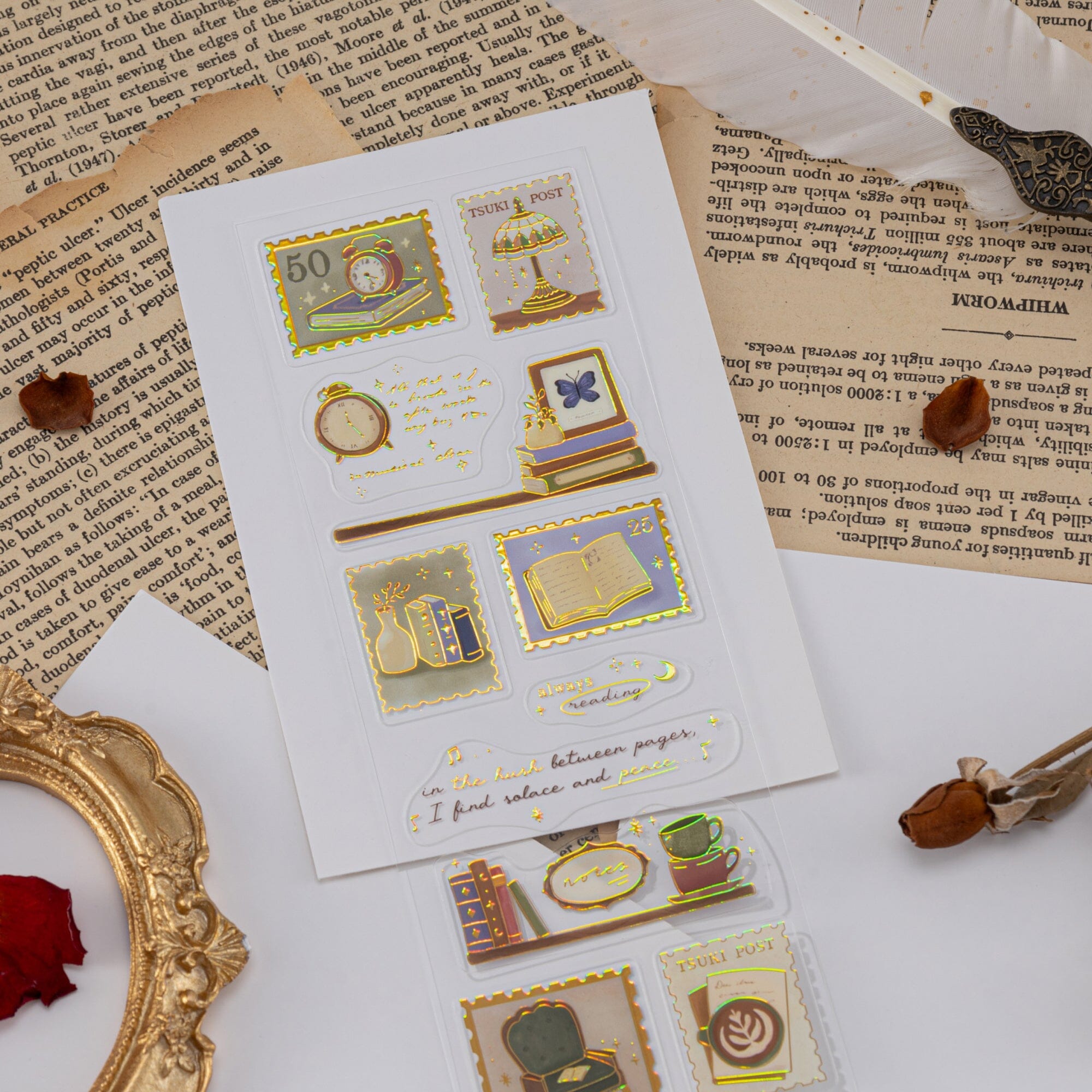 Tsuki ‘Light Academia’ 3D Foil Sticker Set ☾