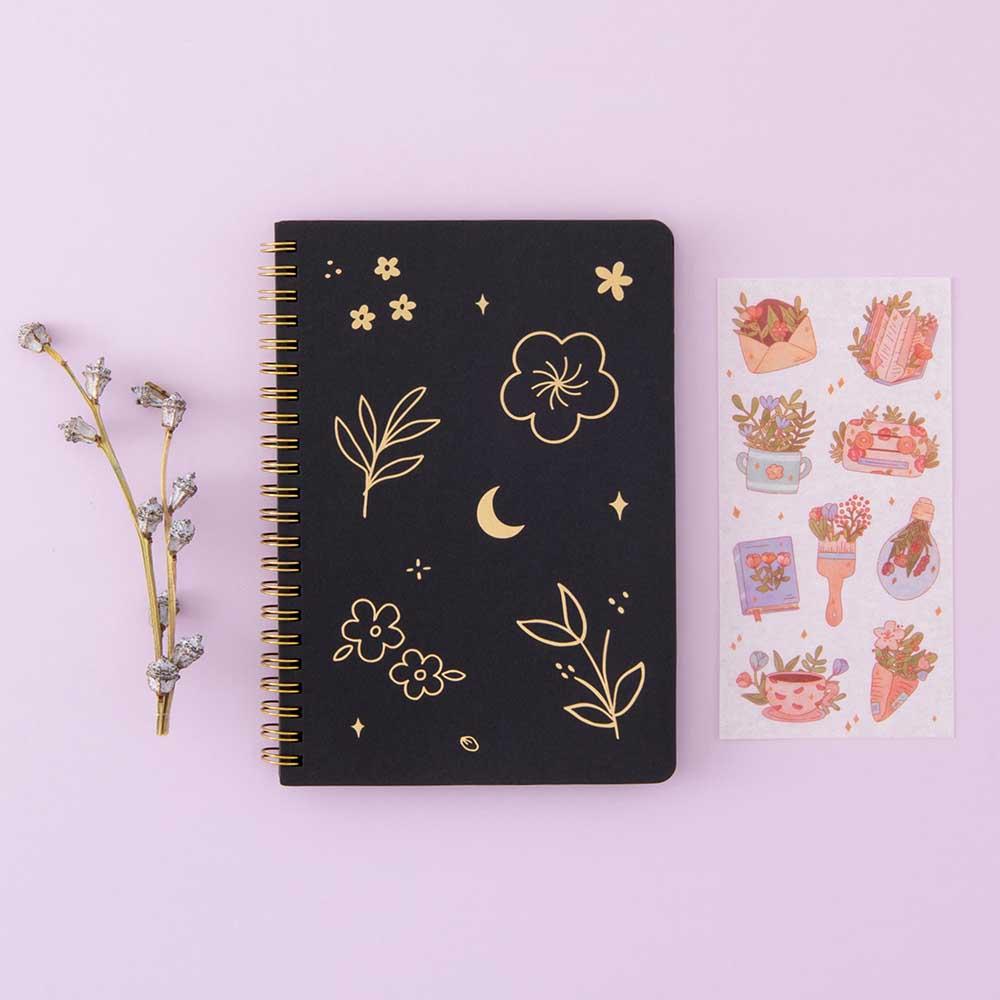 Tsuki Black Paper Ringbound Bullet Journal ☾