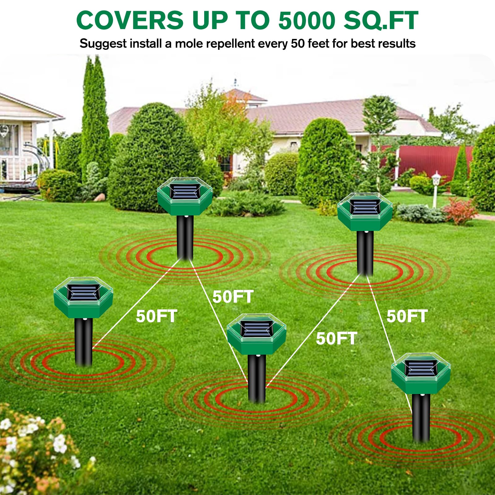 Ultrasonic Mole Repellent 4-Pack