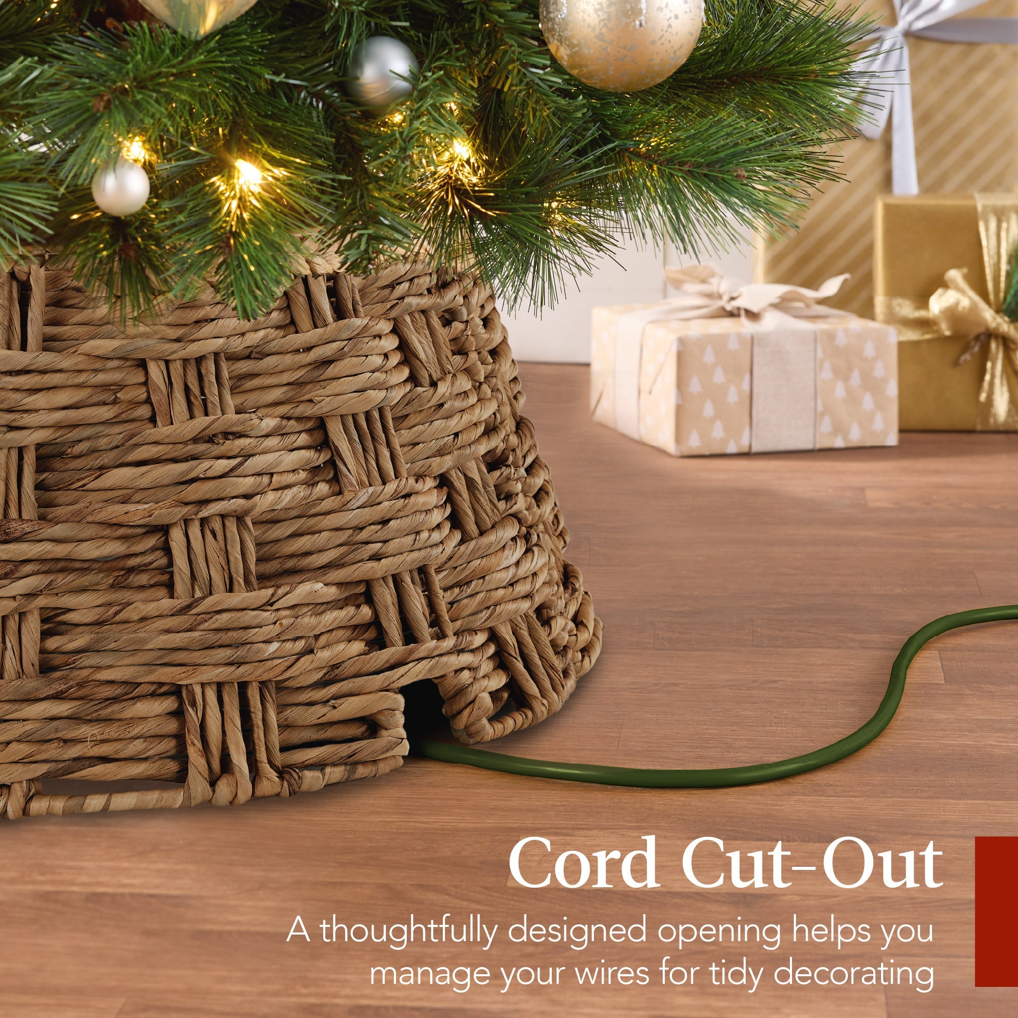 Basket Woven Hyacinth Christmas Holiday Tree Collar - 24in