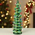18in Ceramic Christmas Tree, Hand-Painted Holiday Decor w/ LED Lights