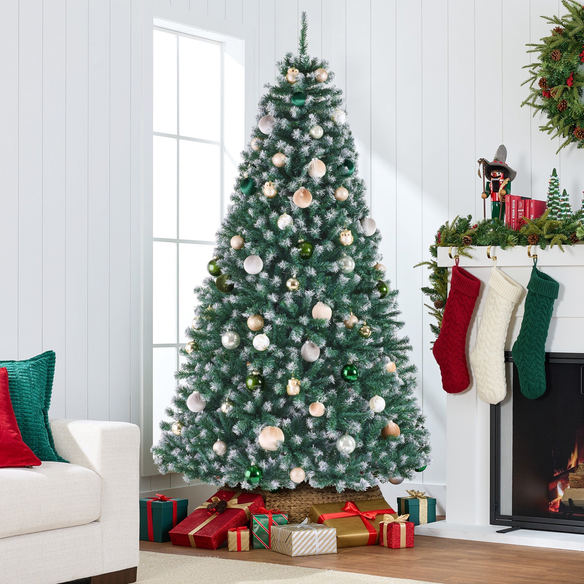 Unlit Frosted Artificial Blue Spruce Christmas Tree, w/Easy Assembly