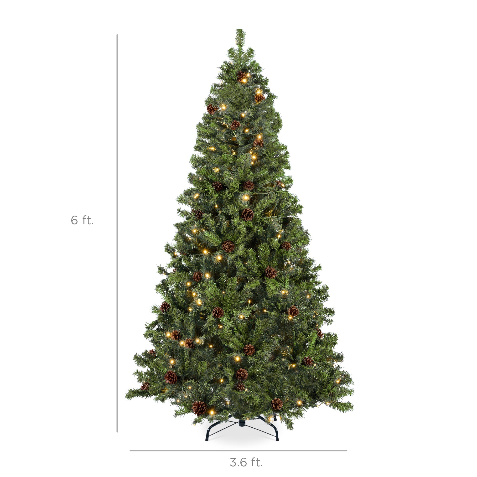 Pre-Lit Pre-Decorated Christmas Tree w/ Pinecones