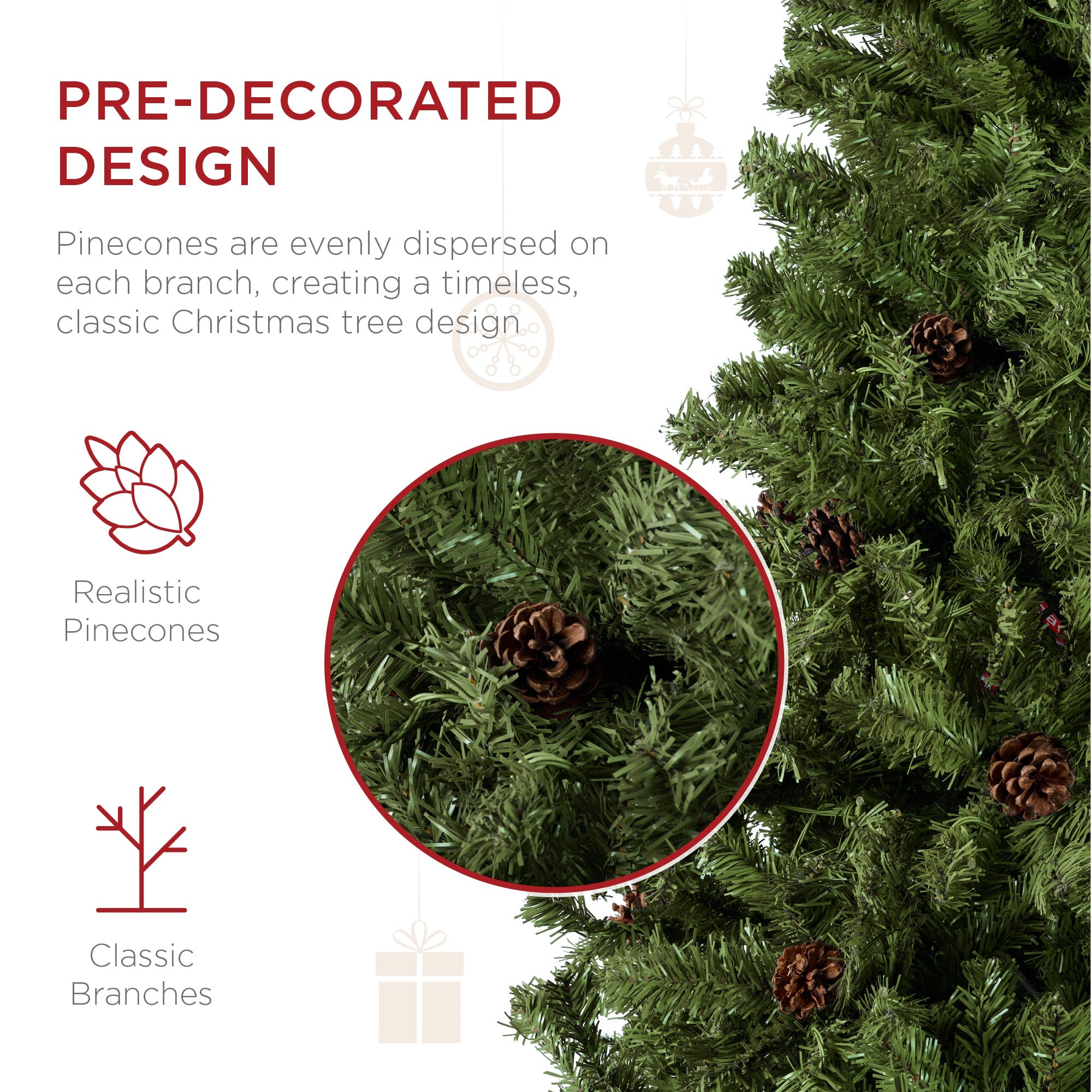 Pre-Decorated Christmas Tree w/ Pinecones
