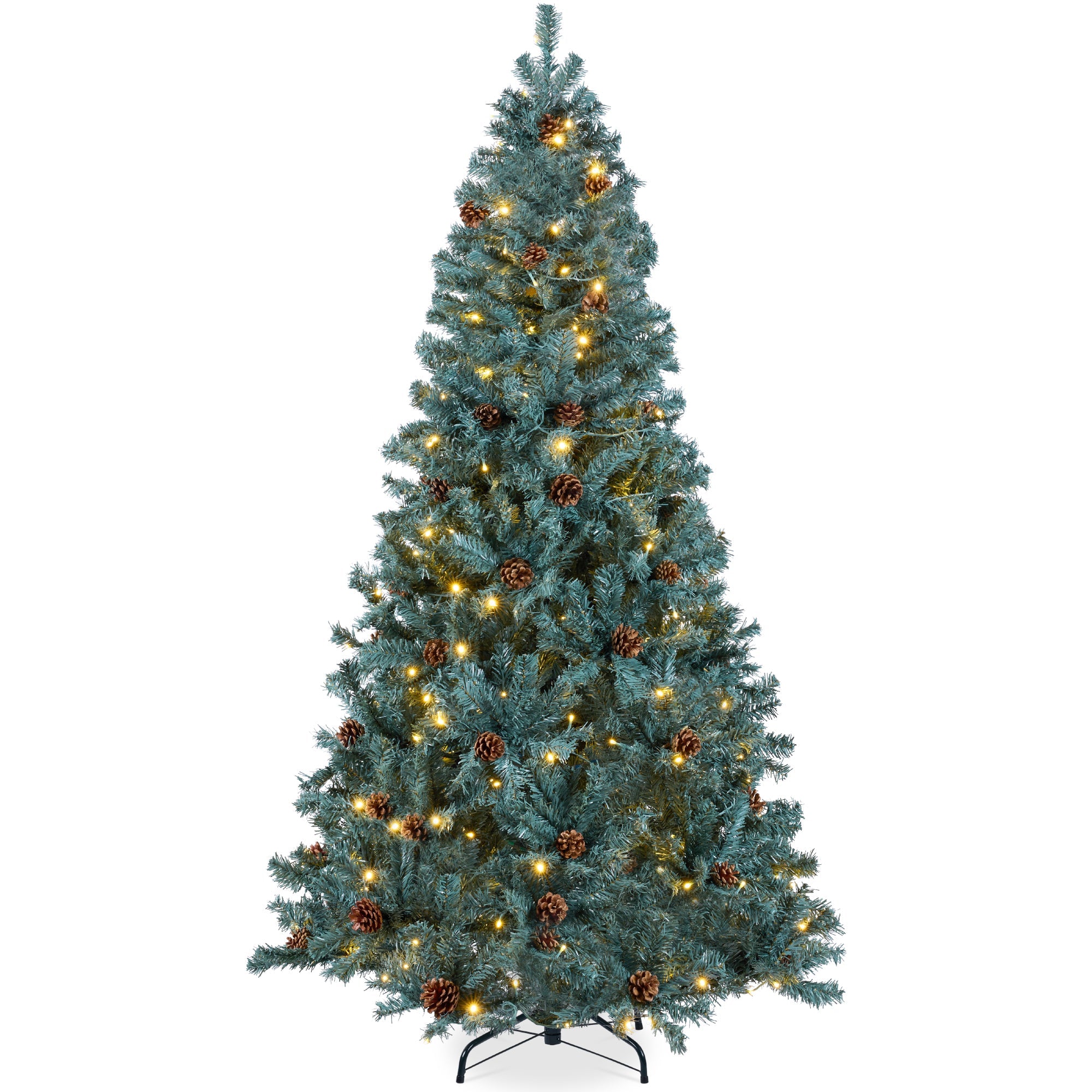 Pre-Lit Pre-Decorated Christmas Tree w/ Pinecones