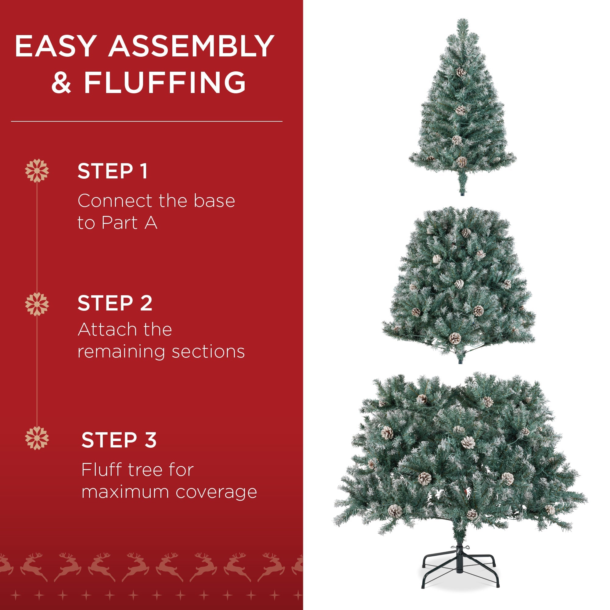 Pre-Decorated Christmas Tree w/ Pinecones, Flocked Branch Tips