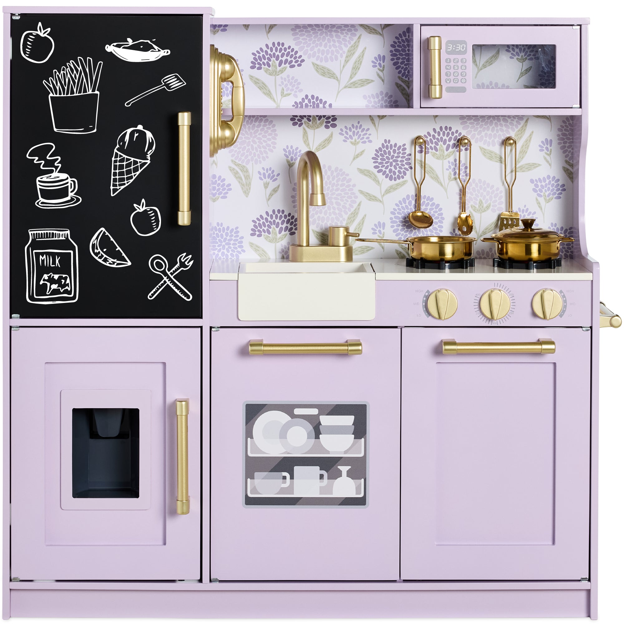 Wooden Play Kitchen for Kids with Accessories, Pretend Cooking Set, Ages 3+
