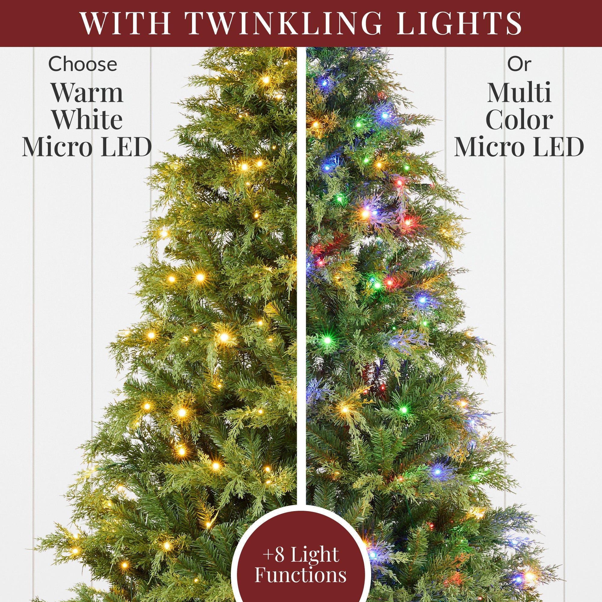 Pre-Lit Cedar Cypress Christmas Tree w/ Twinkling Lights