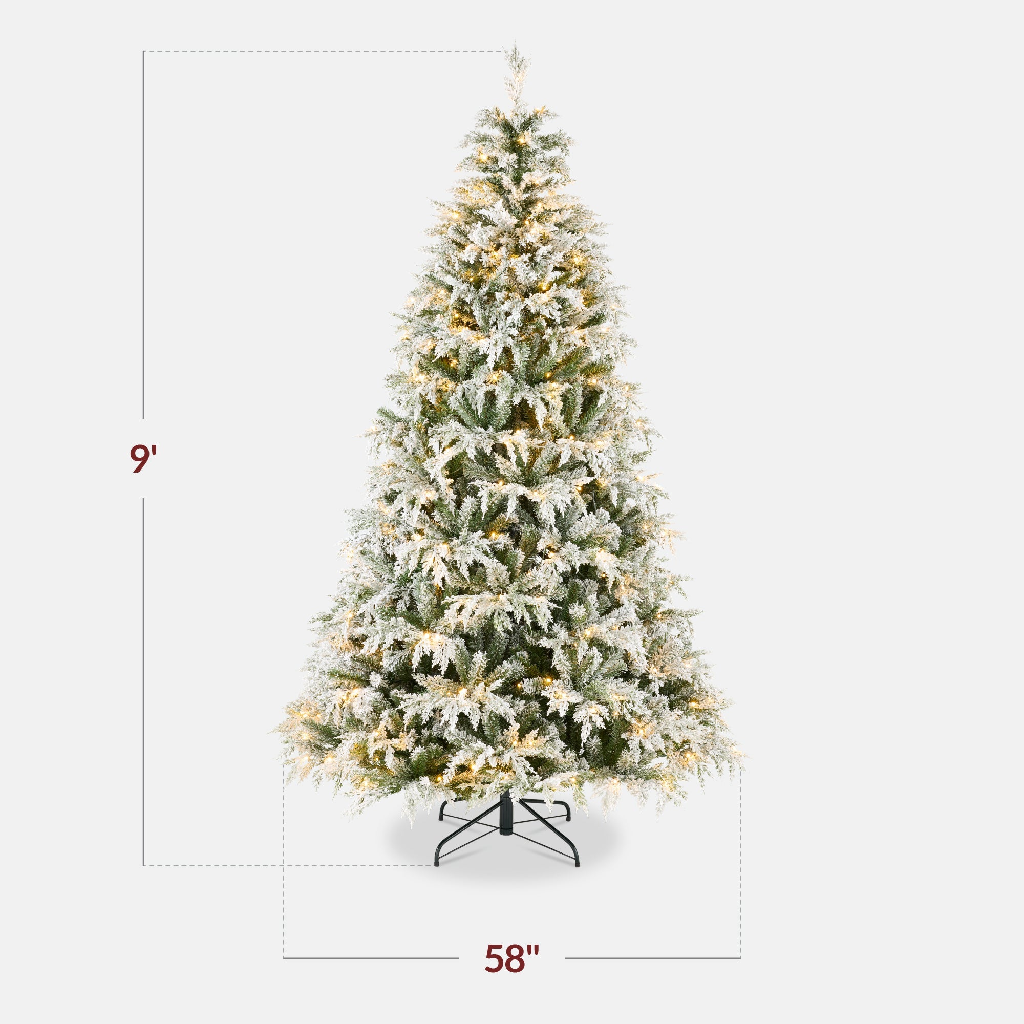 Pre-Lit Flocked Cedar Cypress Christmas Tree w/ Twinkling Lights