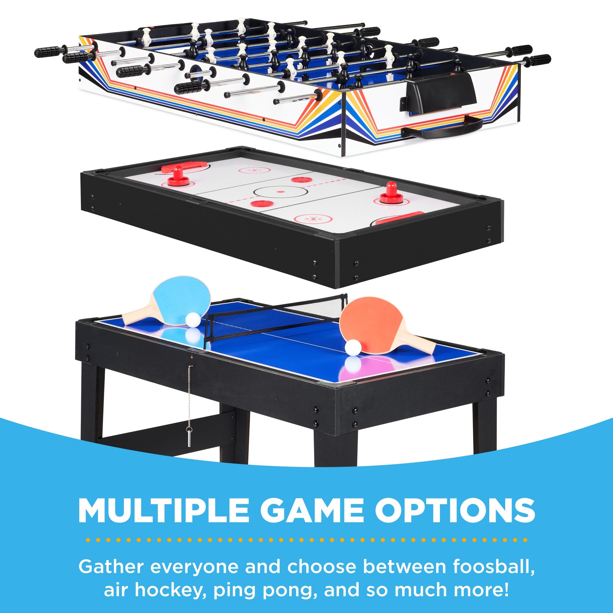 10-in-1 Combo Game Table Set w/ Pool, Foosball, Ping Pong, Chess - 2x4ft