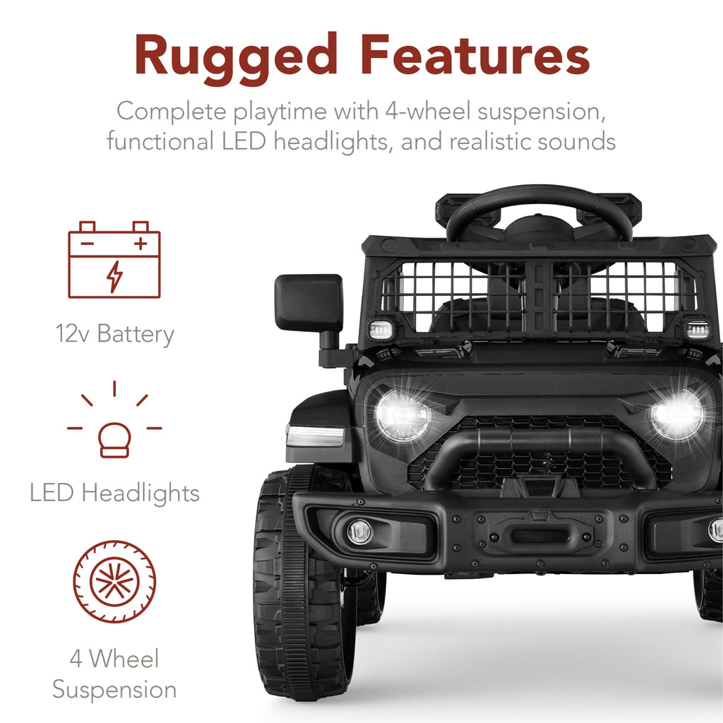 12V Kids Ride On Truck w/ Remote Control for Toddlers 3-5,  Safety Harness
