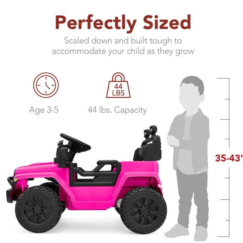 12V Kids Ride On Truck w/ Remote Control for Toddlers 3-5,  Safety Harness