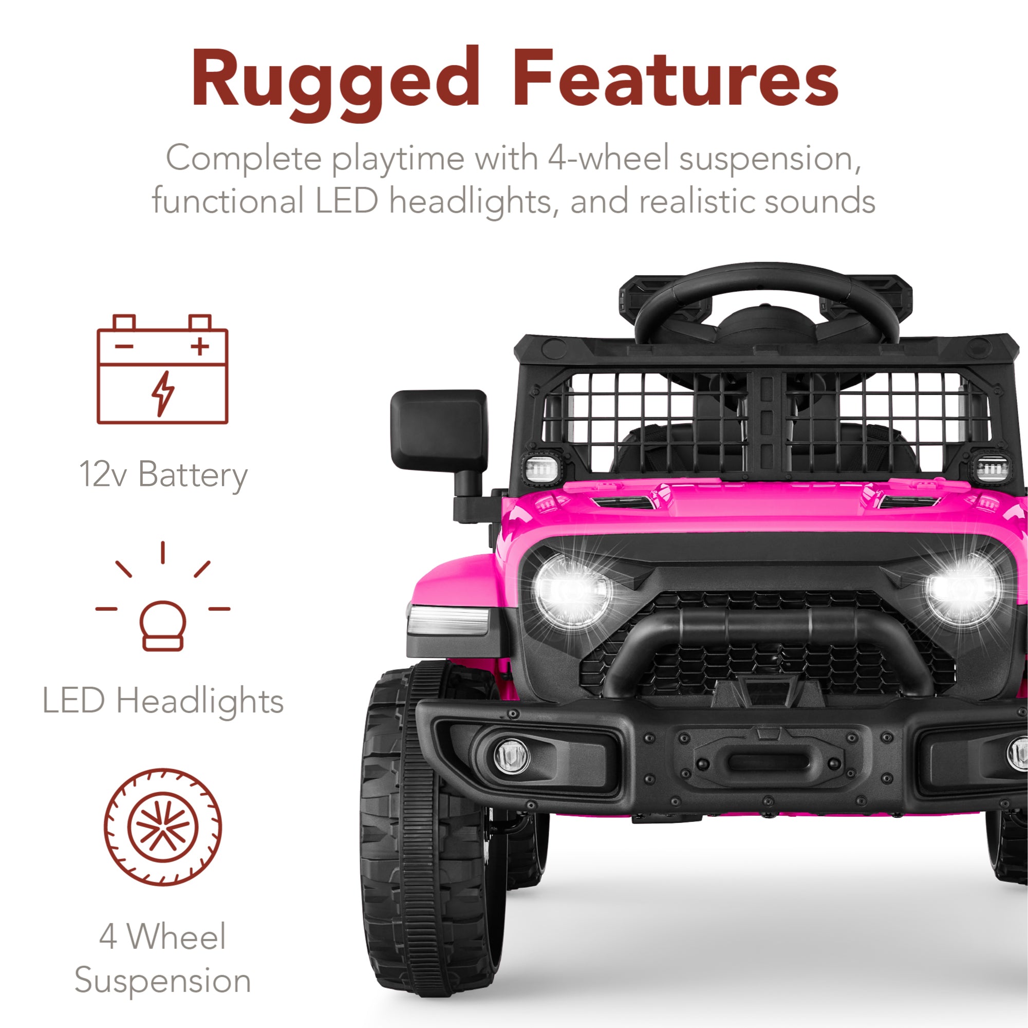 12V Kids Ride On Truck w/ Remote Control for Toddlers 3-5,  Safety Harness