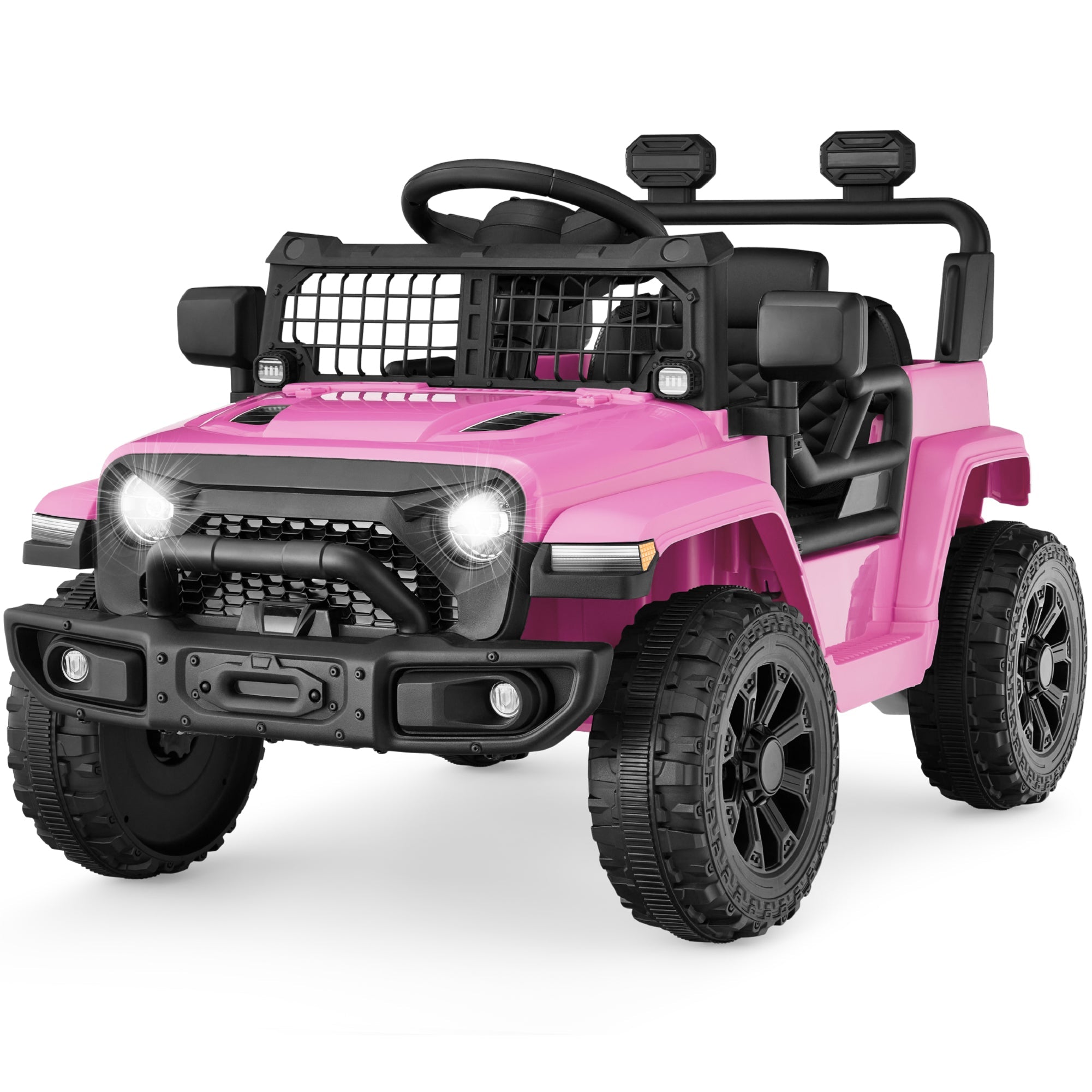 12V Kids Ride On Truck w/ Remote Control for Toddlers 3-5,  Safety Harness