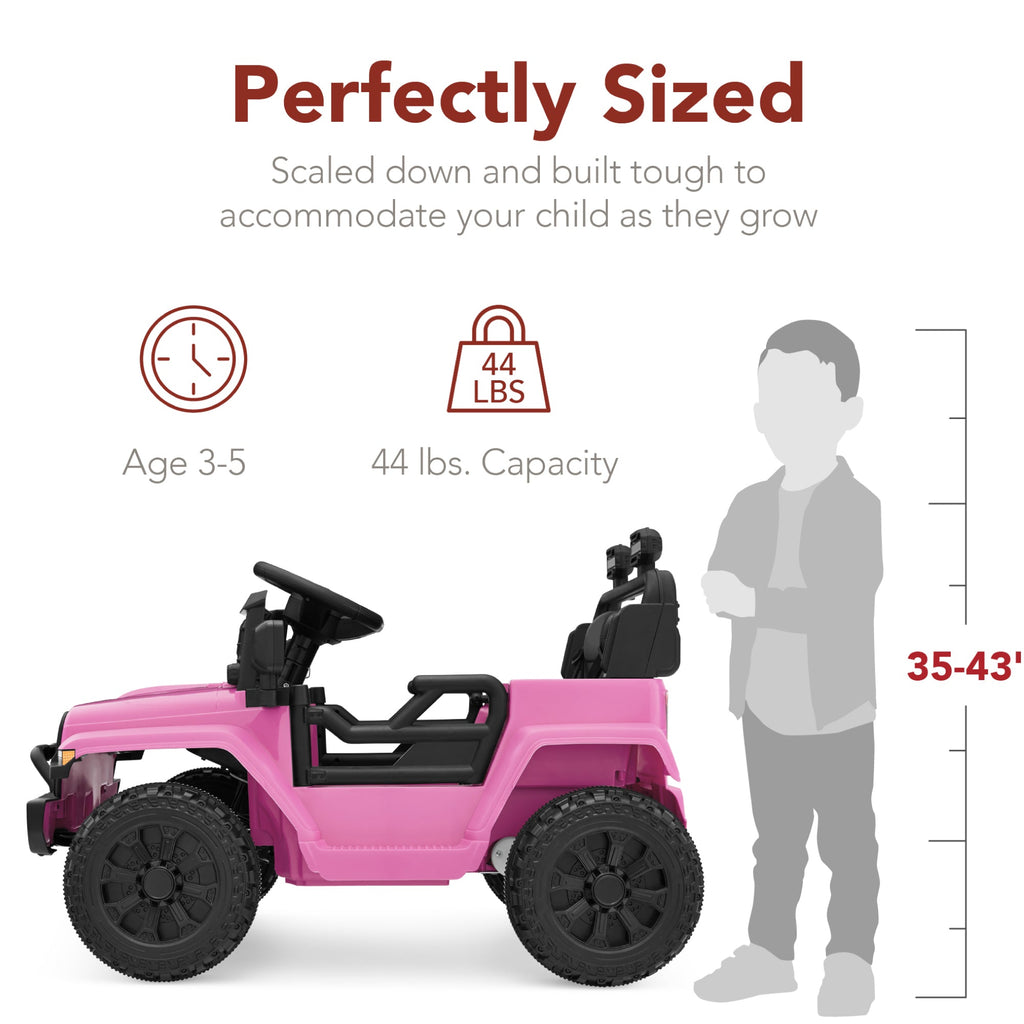 12V Kids Ride On Truck w/ Remote Control for Toddlers 3-5,  Safety Harness