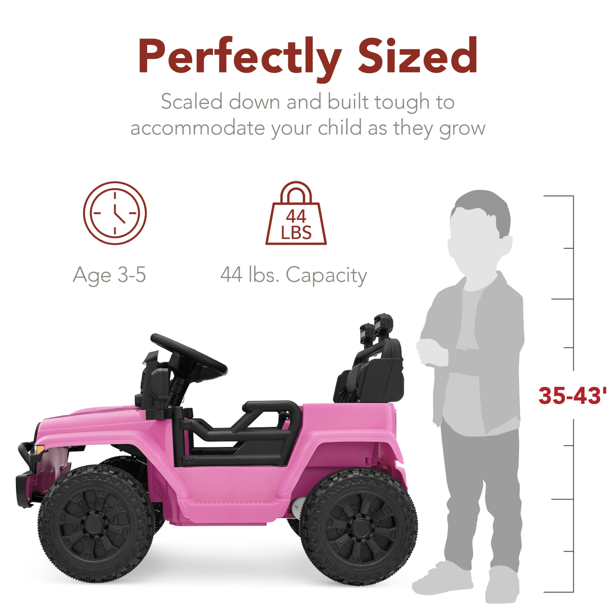12V Kids Ride On Truck w/ Remote Control for Toddlers 3-5,  Safety Harness