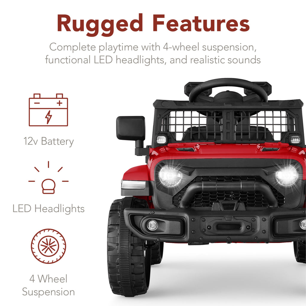 12V Kids Ride On Truck w/ Remote Control for Toddlers 3-5,  Safety Harness
