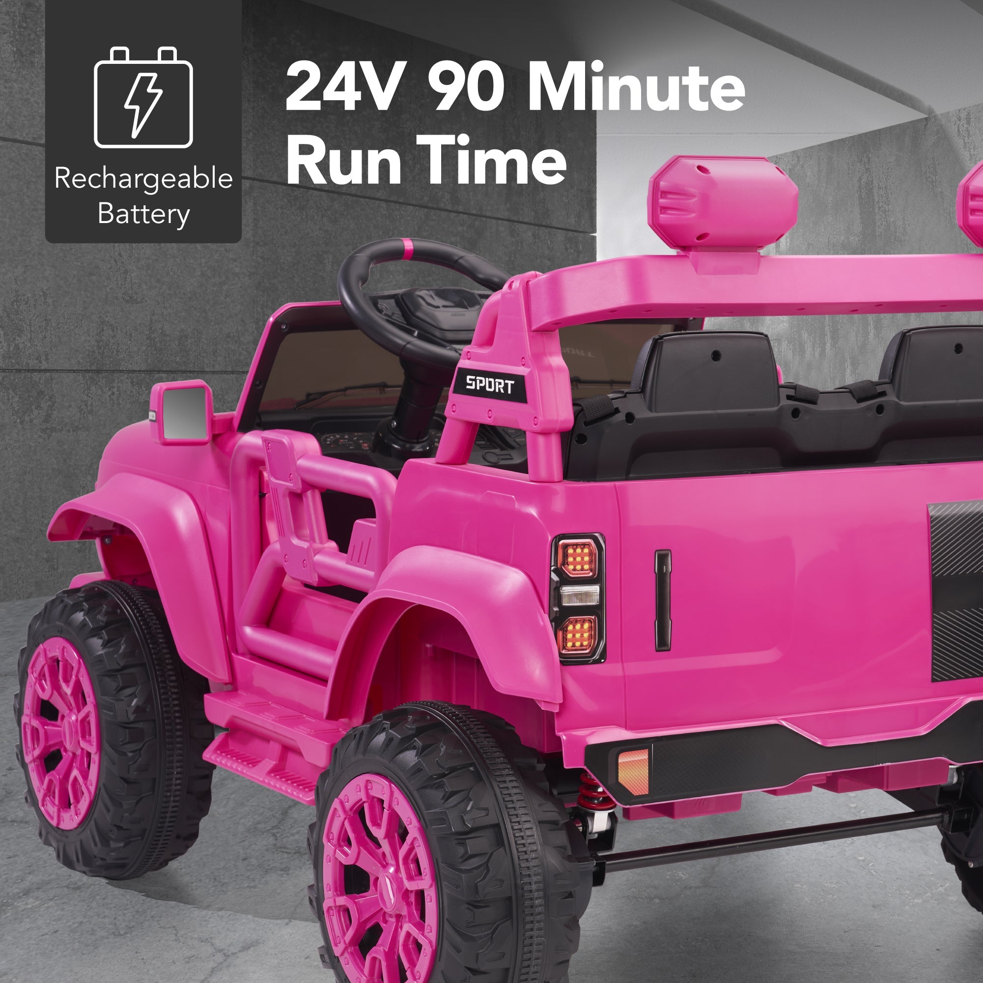 24V 2-Seater Electric Ride-On Car Truck w/ Parent Control, Bluetooth