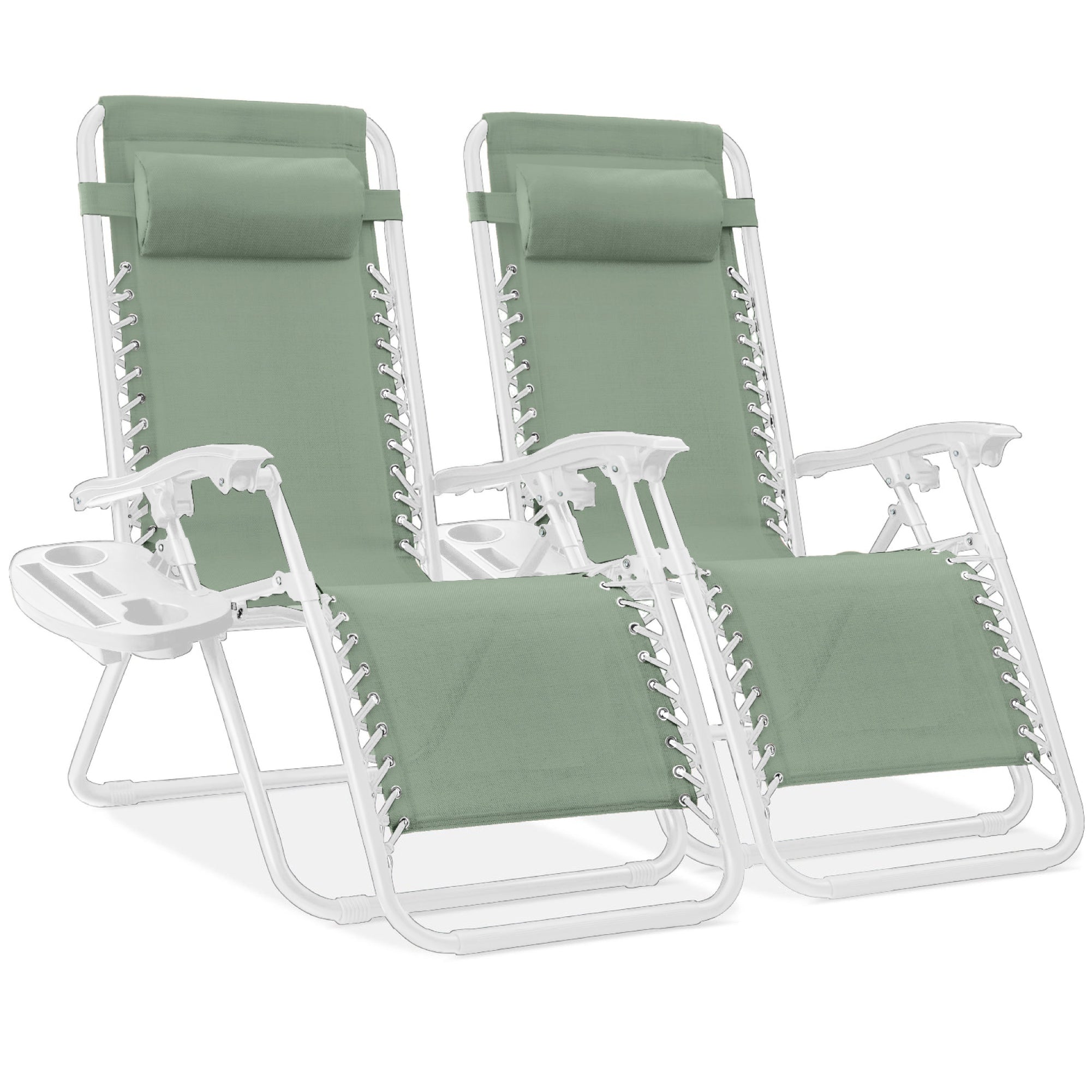 Set of 2 Adjustable Zero Gravity Patio Chair Recliners w/ Cup Holders