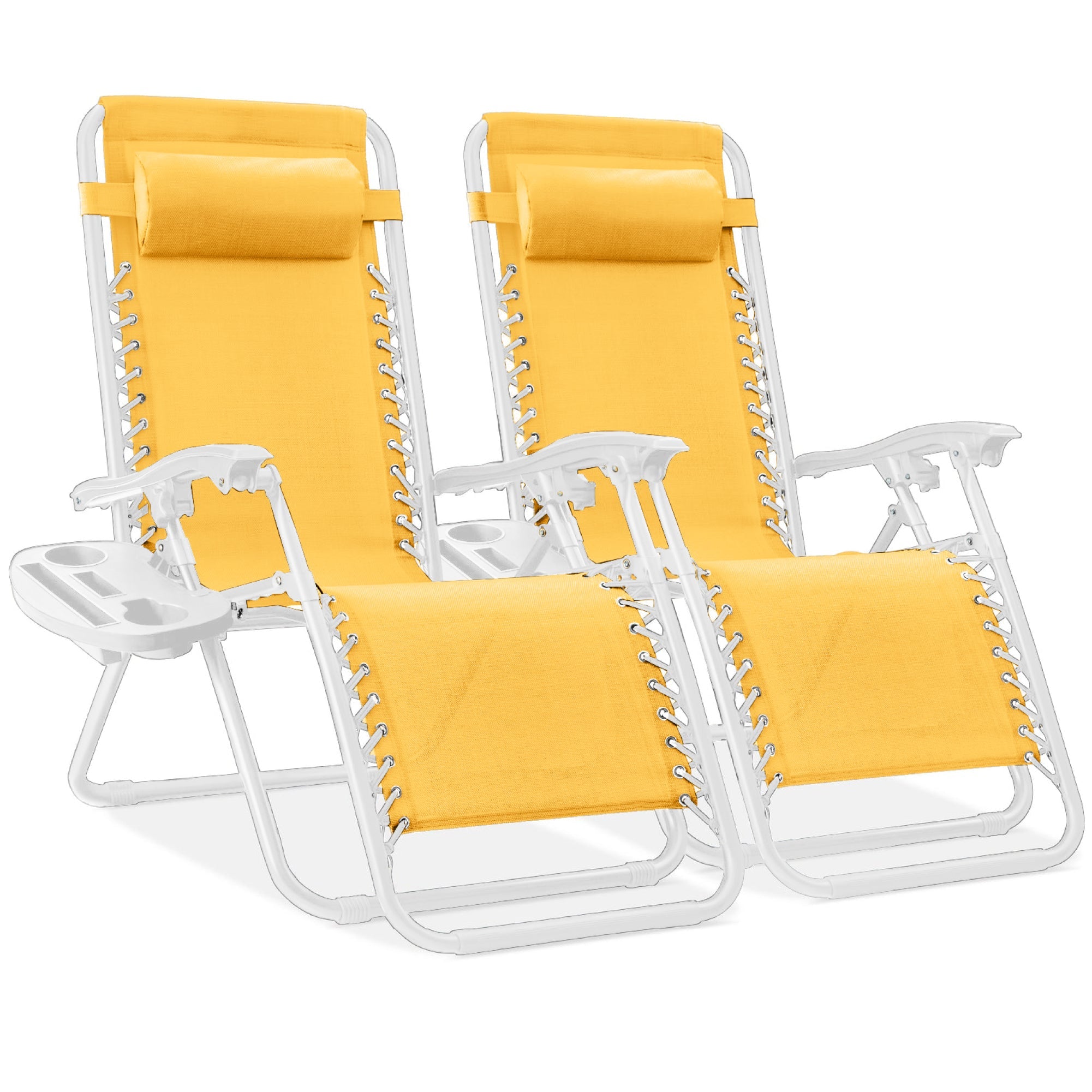 Set of 2 Adjustable Zero Gravity Patio Chair Recliners w/ Cup Holders
