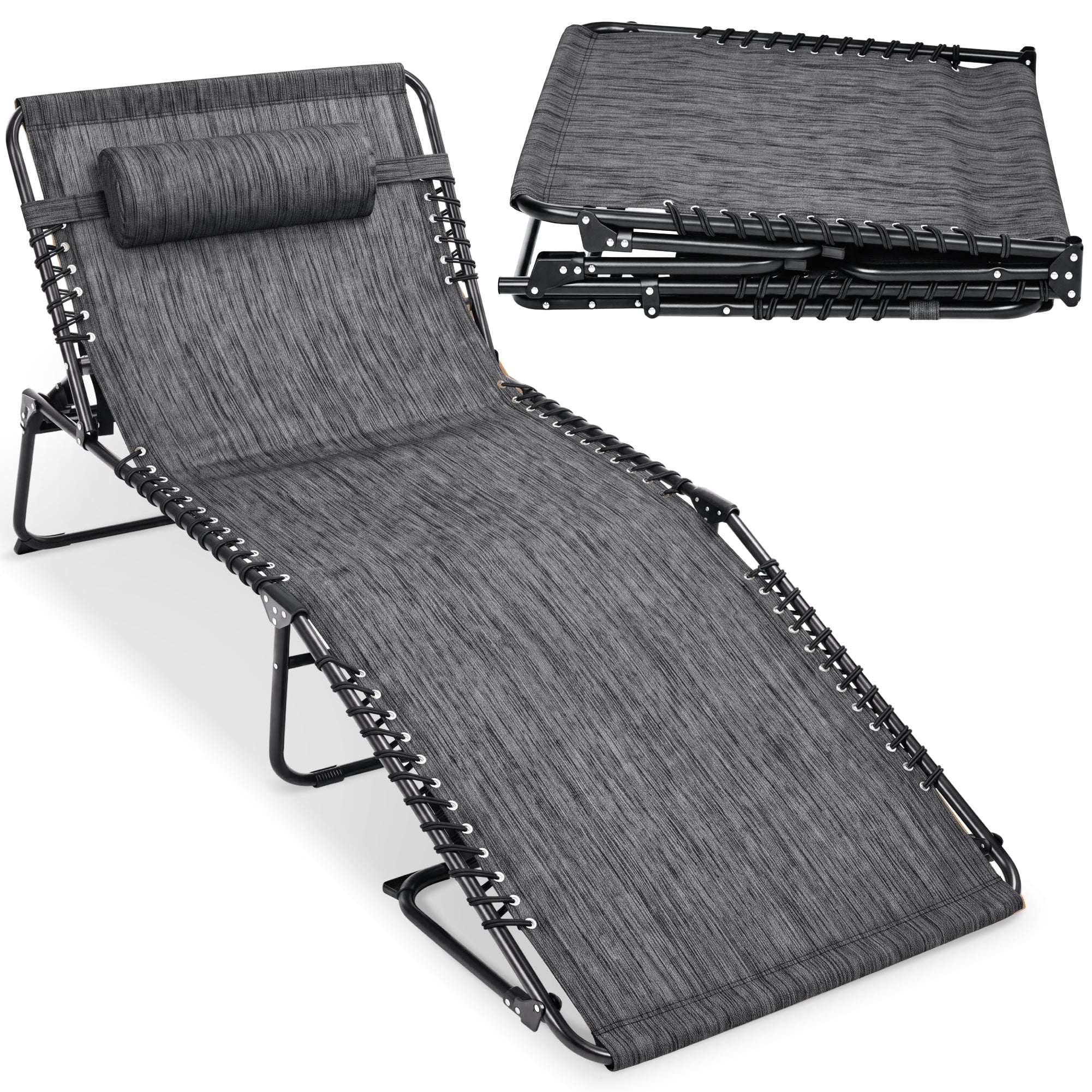 Extra Wide Patio Chaise Lounge Chair, Portable Folding Recliner