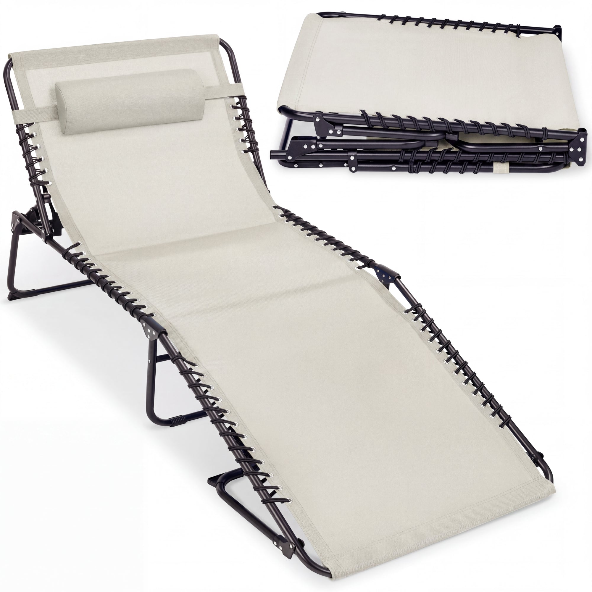 Extra Wide Patio Chaise Lounge Chair, Portable Folding Recliner