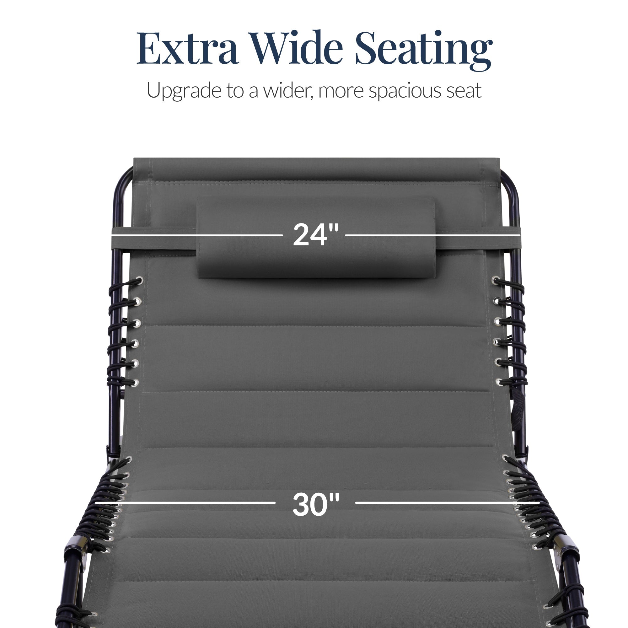 Extra Wide Padded Patio Chaise Lounge Chair, Portable Recliner 8 Positions