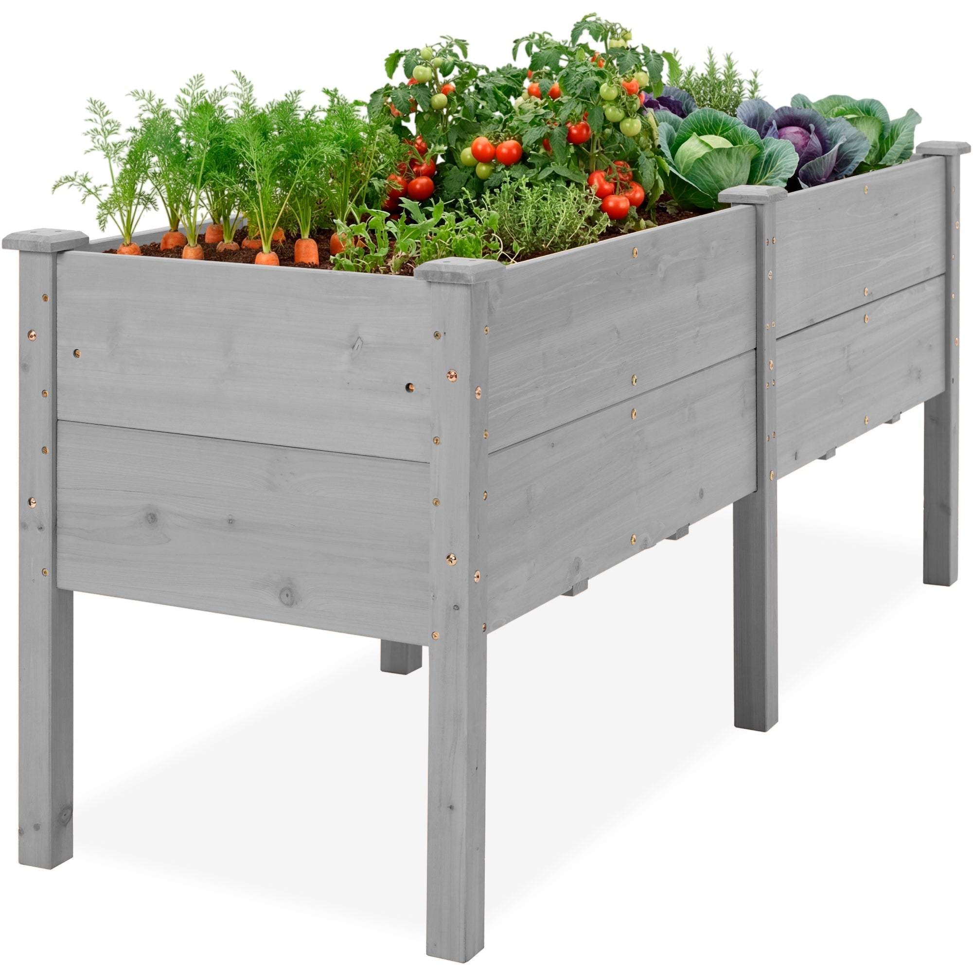 72" x 24" x 30" Raised Wooden Garden Bed w/16" Depth, Elevated Wood Planter