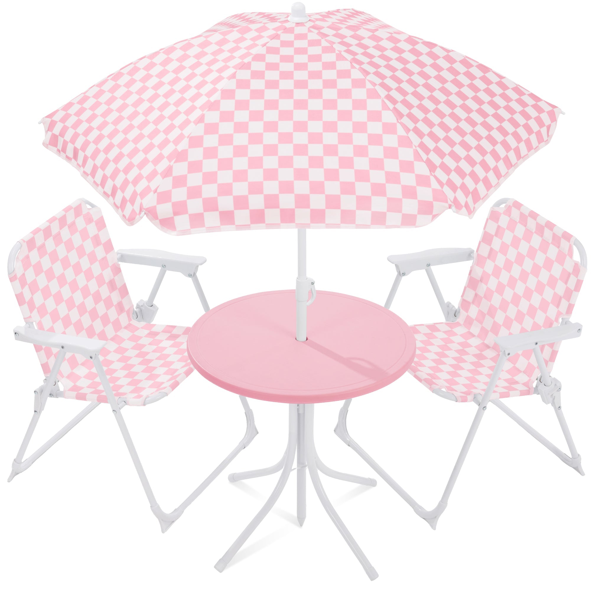 Kids Outdoor Table and Chair Set with Umbrella, Foldable Toddler Set
