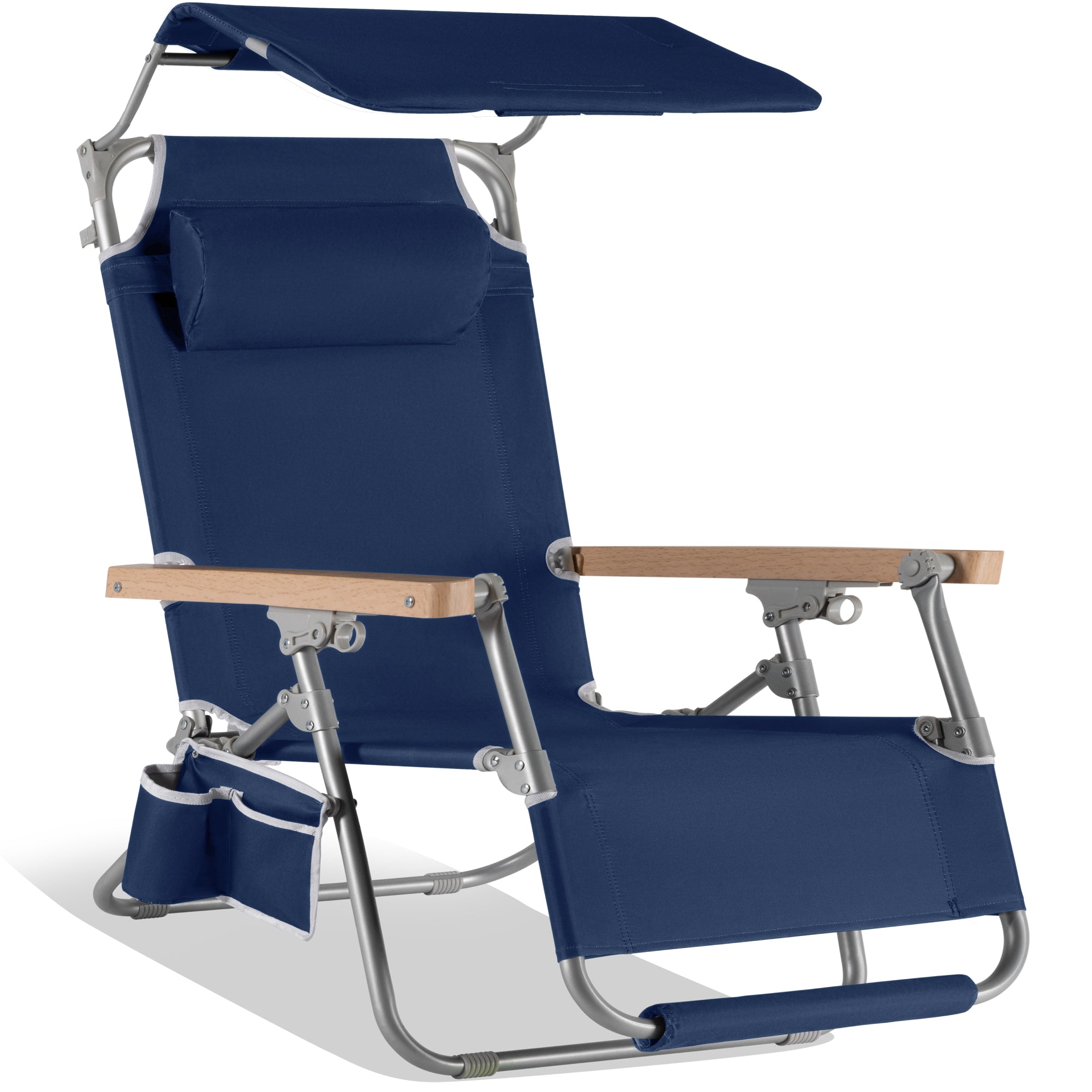 Zero Gravity Beach Chair with Adjustable Canopy and Carry Straps