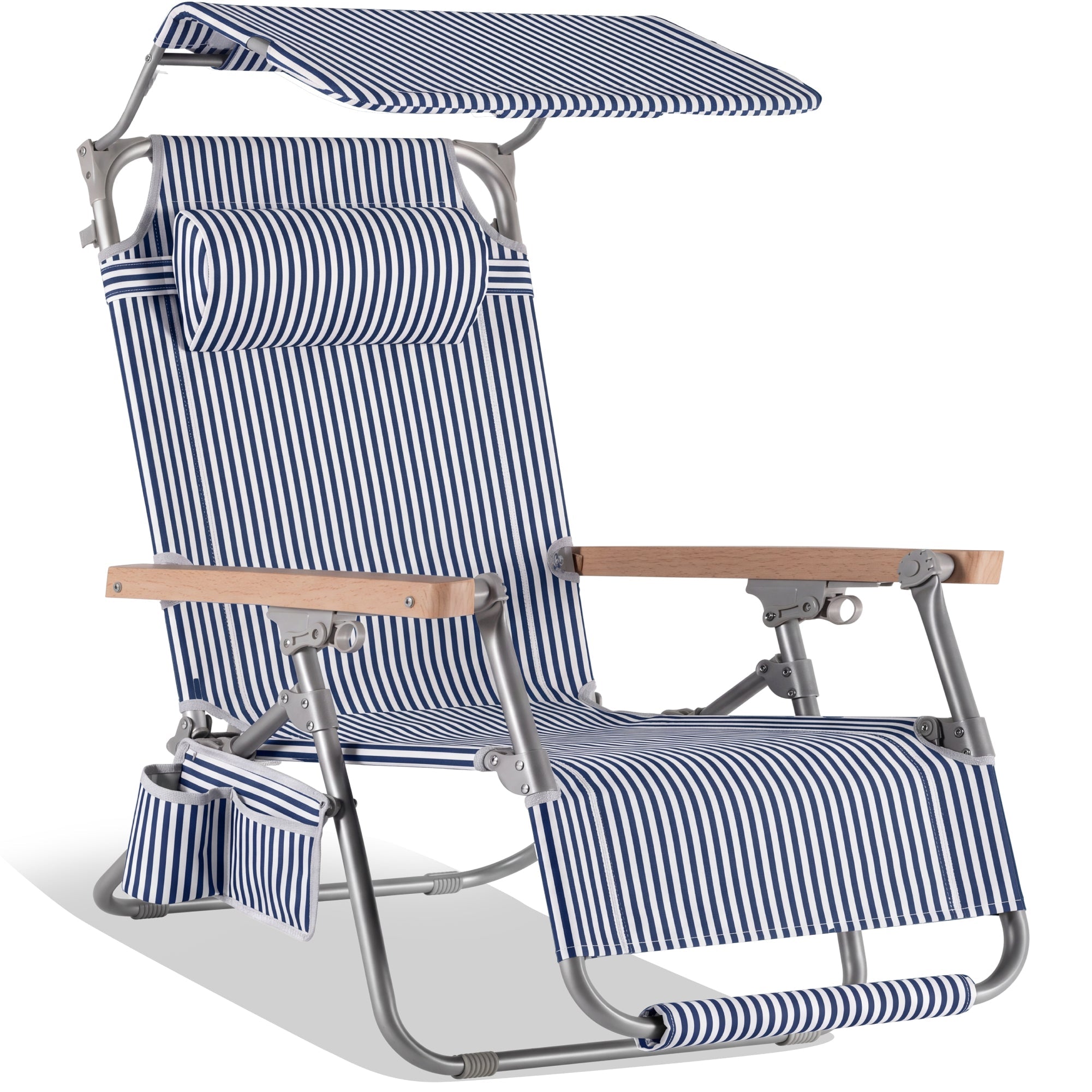 Zero Gravity Beach Chair with Adjustable Canopy and Carry Straps