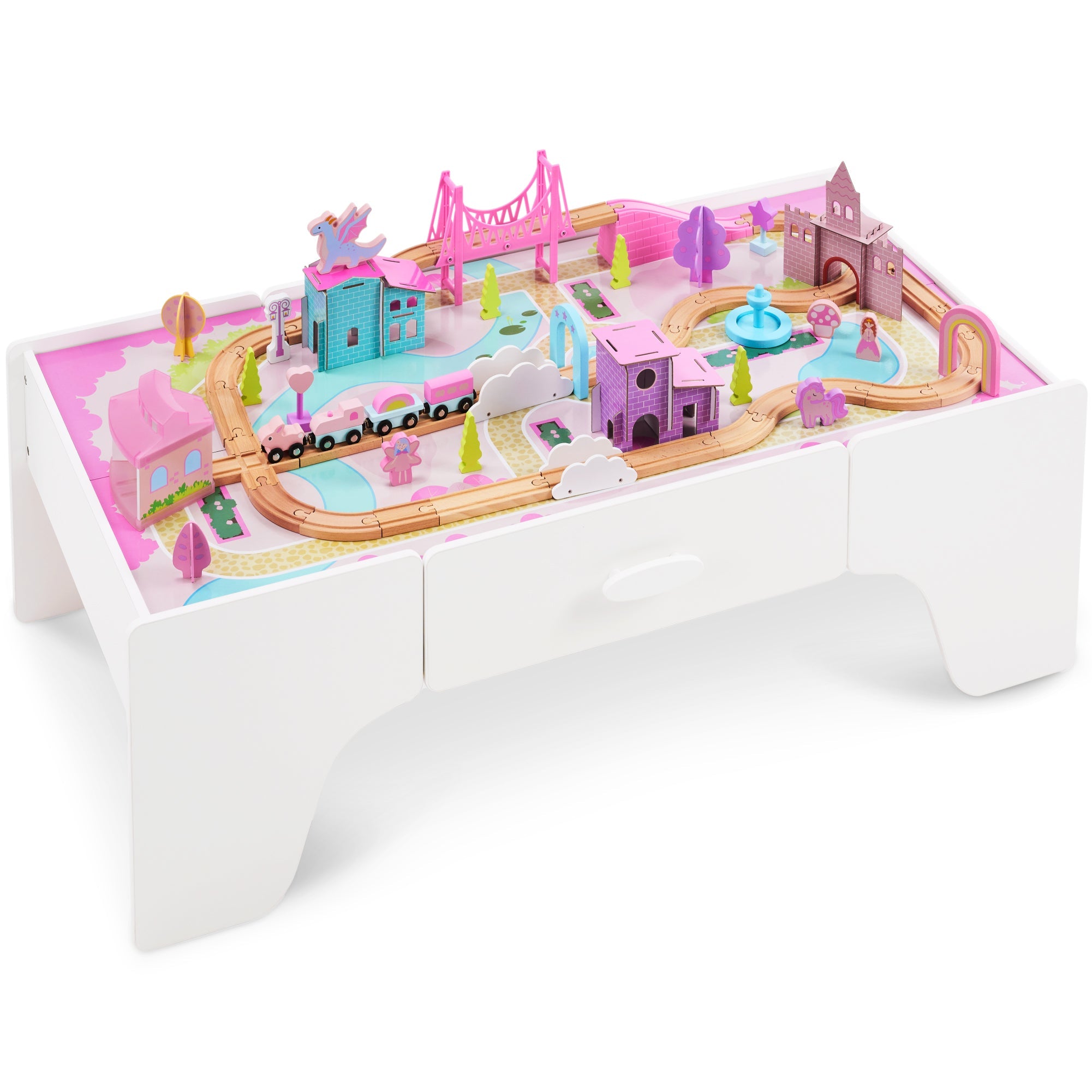 Princess Train Table for Toddlers, Train Set with Storage