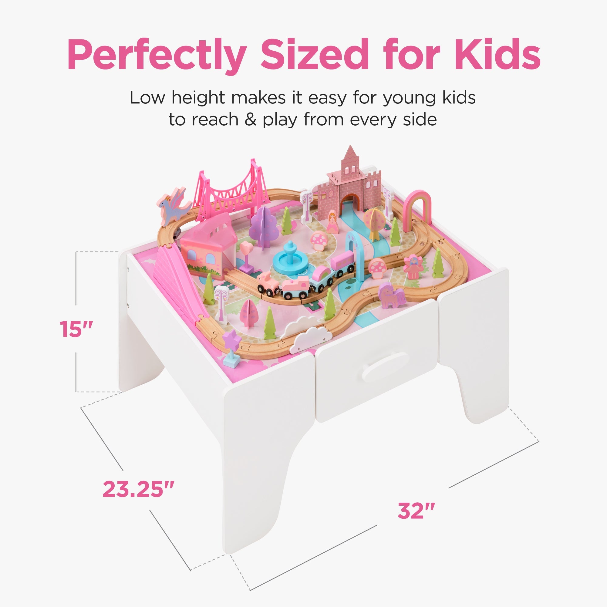 Princess Train Table for Toddlers, Train Set with Storage
