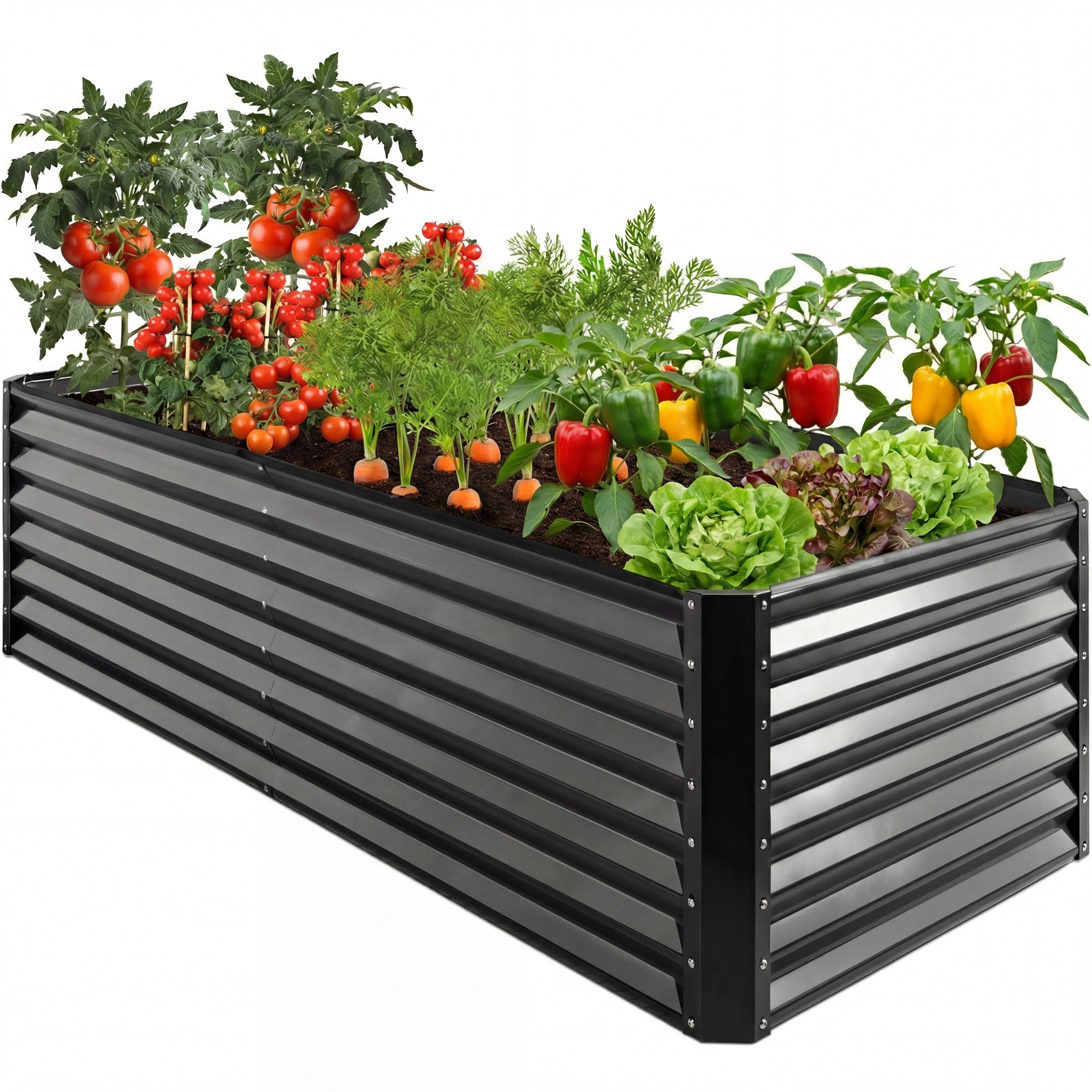 Outdoor Metal Raised Garden Bed for Vegetables, Flowers, Herbs - 8x4x2ft