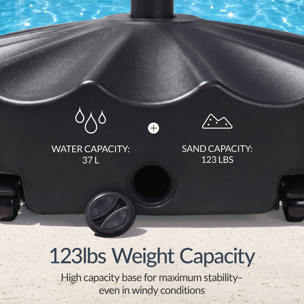 123lb Capacity Fillable Mobile Umbrella Base w/ 4 wheels - Wavy Design