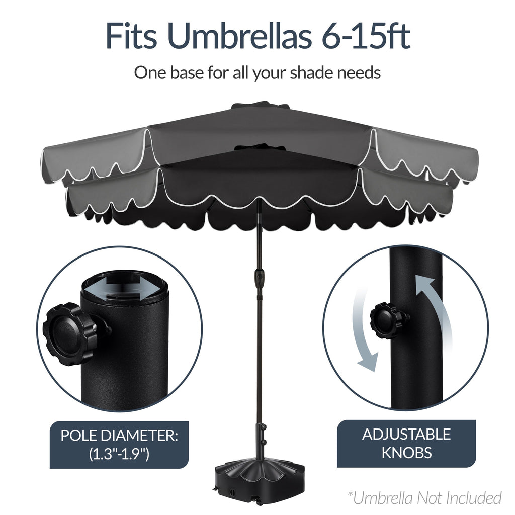 123lb Capacity Fillable Mobile Umbrella Base w/ 4 wheels - Wavy Design