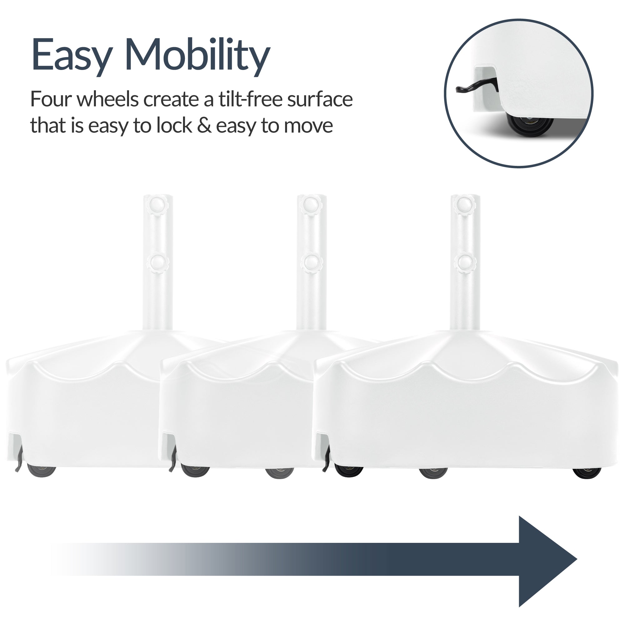 123lb Capacity Fillable Mobile Umbrella Base w/ 4 wheels - Wavy Design