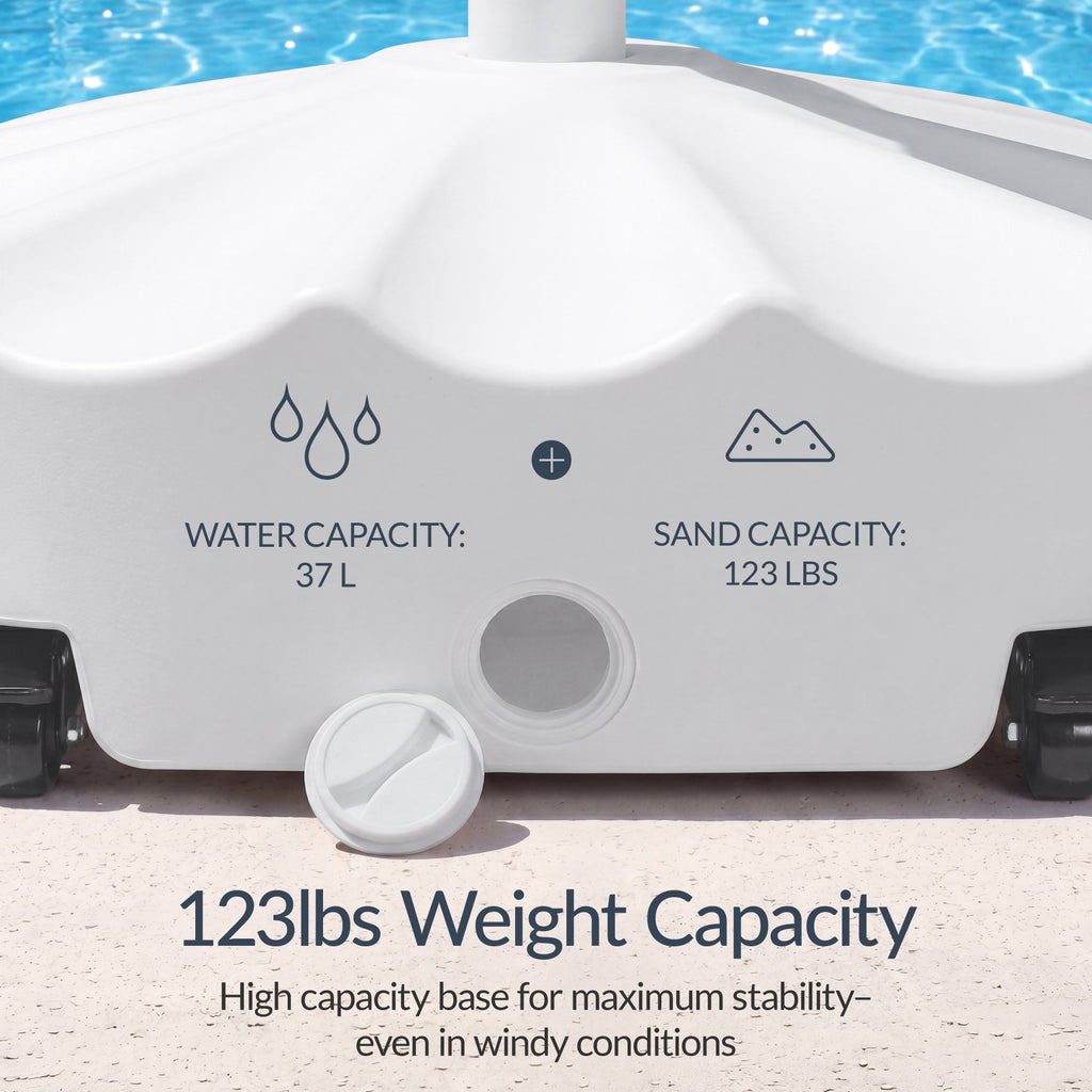 123lb Capacity Fillable Mobile Umbrella Base w/ 4 wheels - Wavy Design