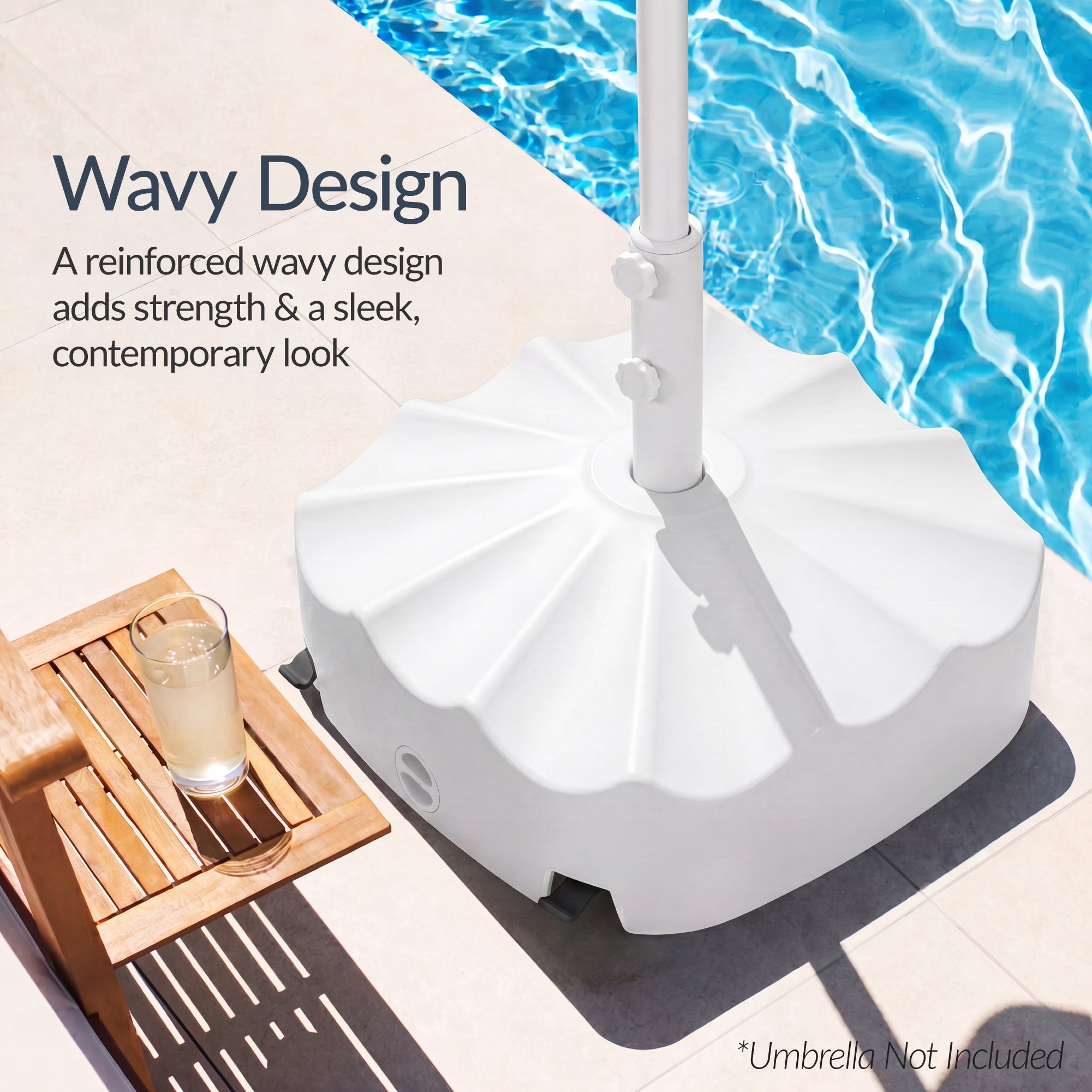 123lb Capacity Fillable Mobile Umbrella Base w/ 4 wheels - Wavy Design