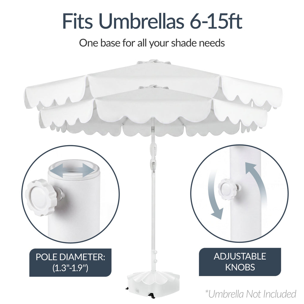 123lb Capacity Fillable Mobile Umbrella Base w/ 4 wheels - Wavy Design