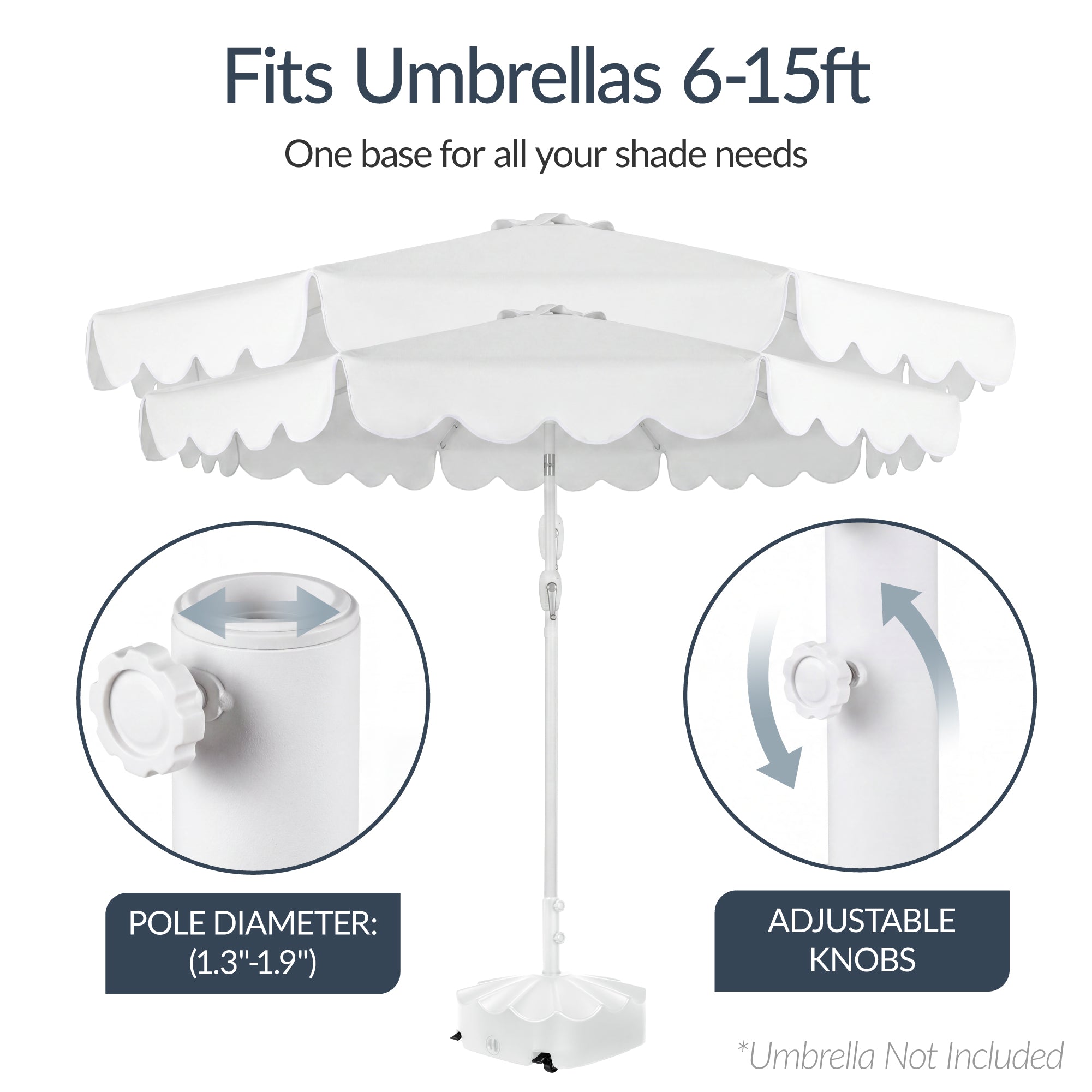 123lb Capacity Fillable Mobile Umbrella Base w/ 4 wheels - Wavy Design