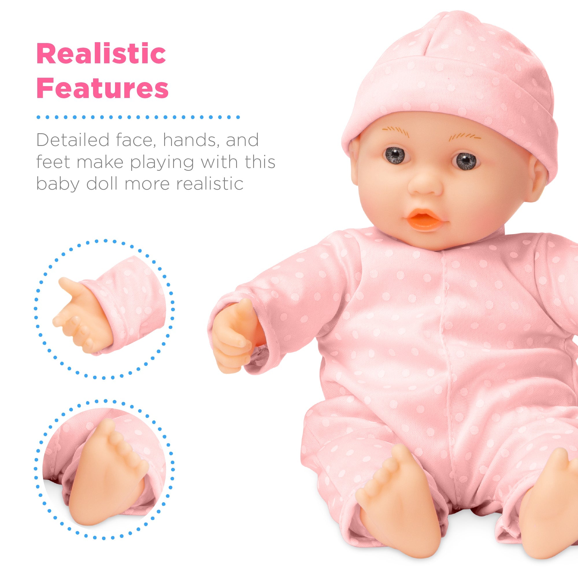 Realistic Baby Doll with Soft Body, Highchair, Potty, Accessories - 12.5in