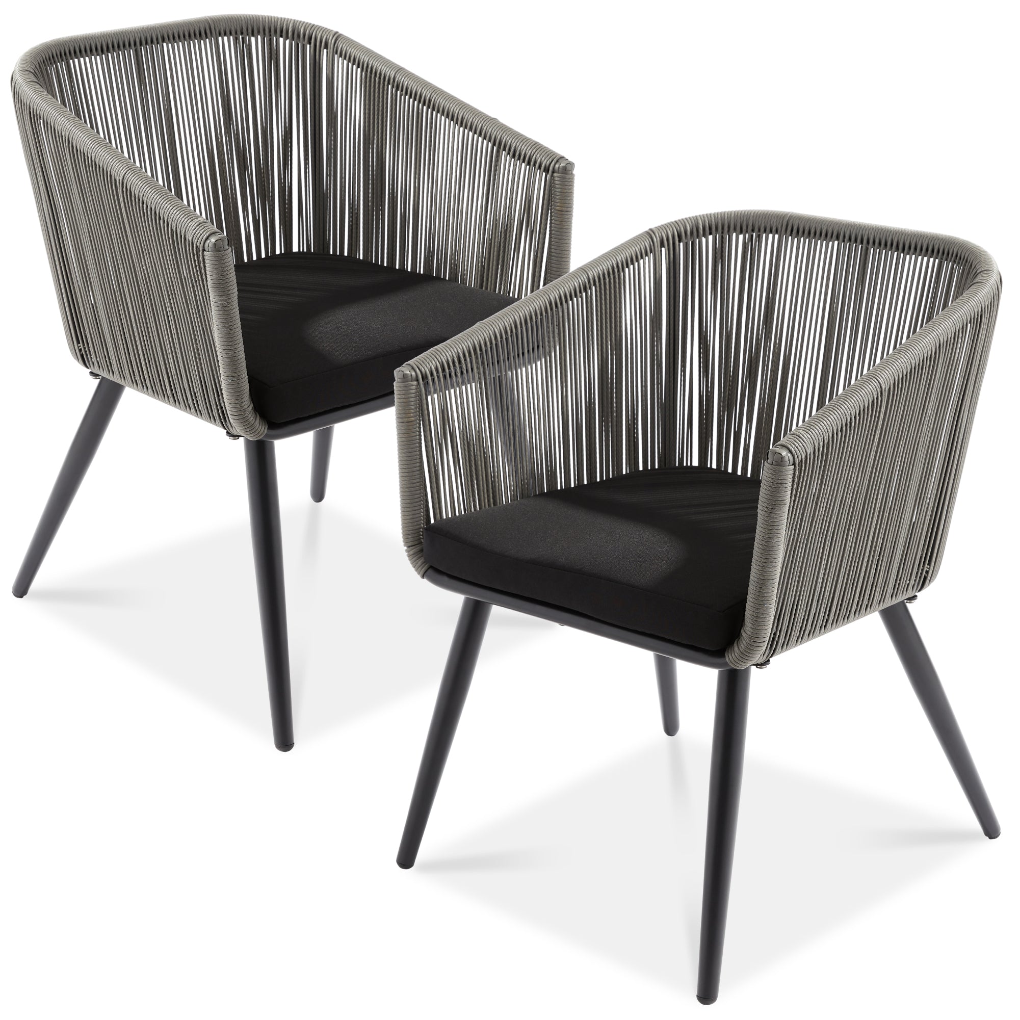 Set of 2 Outdoor Woven Wicker Patio Dining Chairs, 250lb Capacity