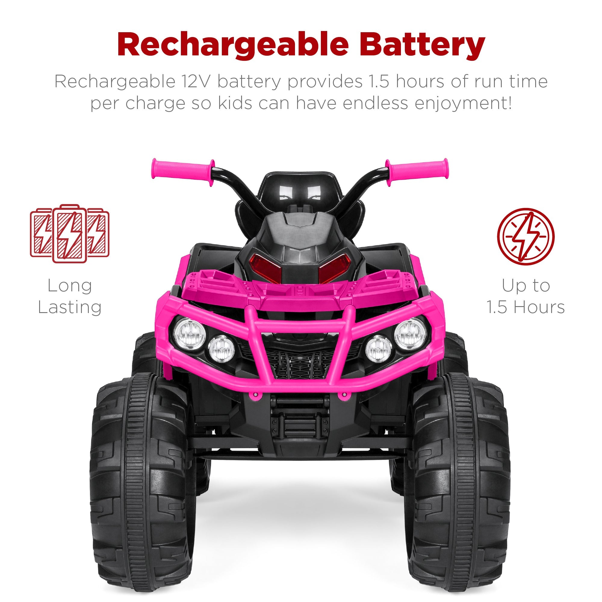 12V Kids Ride-On 4-Wheeler Quad ATV Car w/ 3.7mph Max, Bluetooth, Headlights