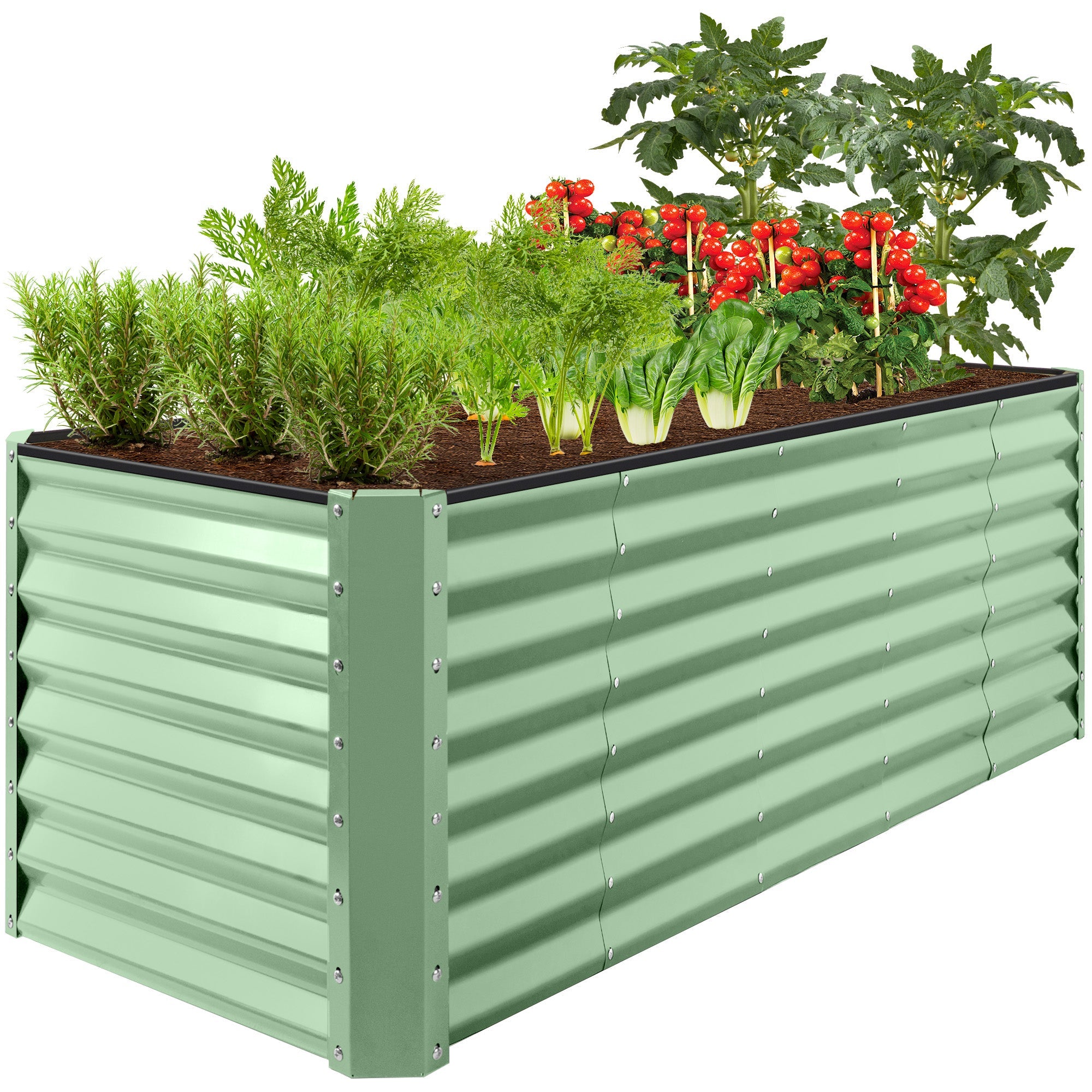 8x2x2FT Steel Planting Box for Backyard Flowers, Herbs, & Vegetables