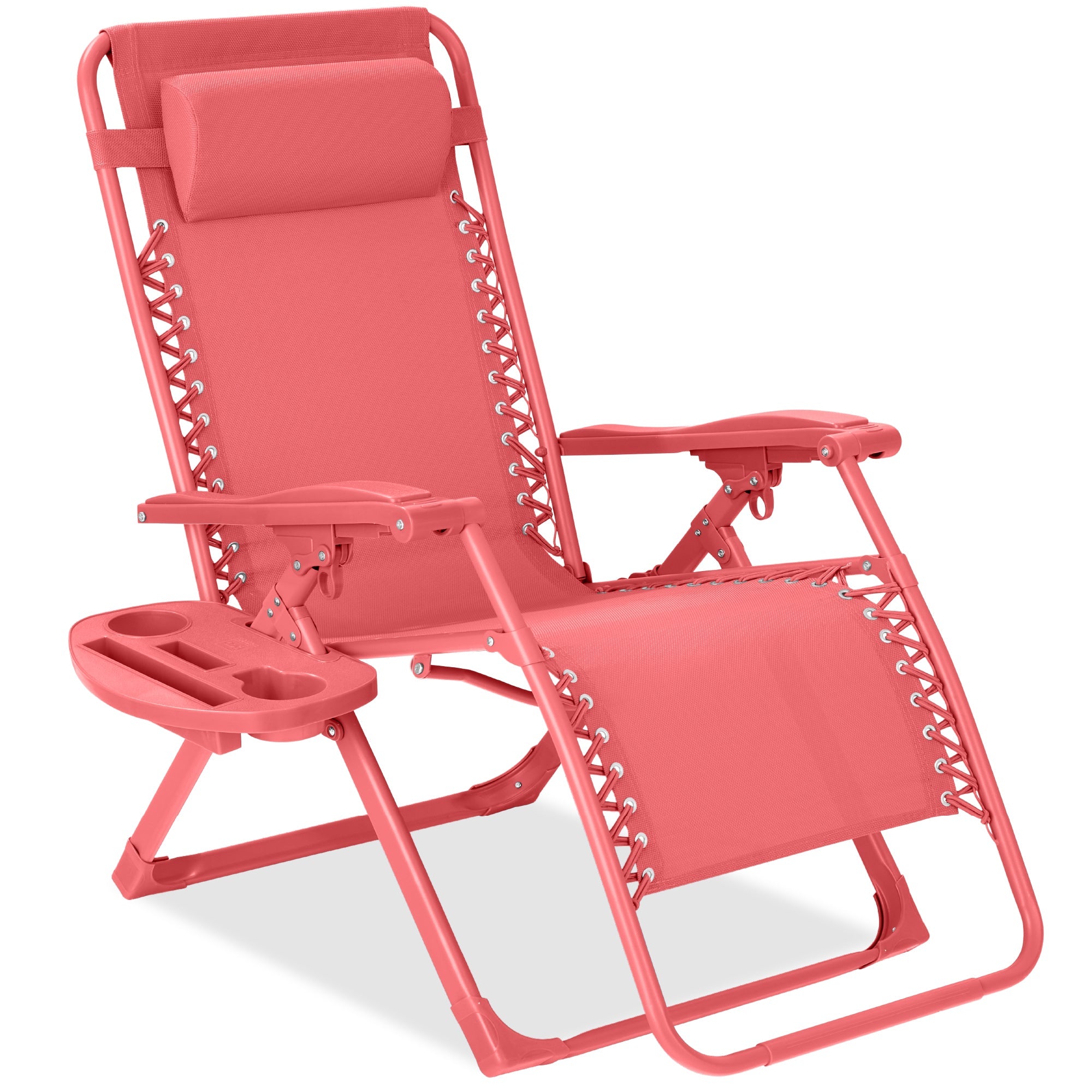 Monochromatic Zero Gravity Patio Chair Recliner w/ Side Tray, Headrest