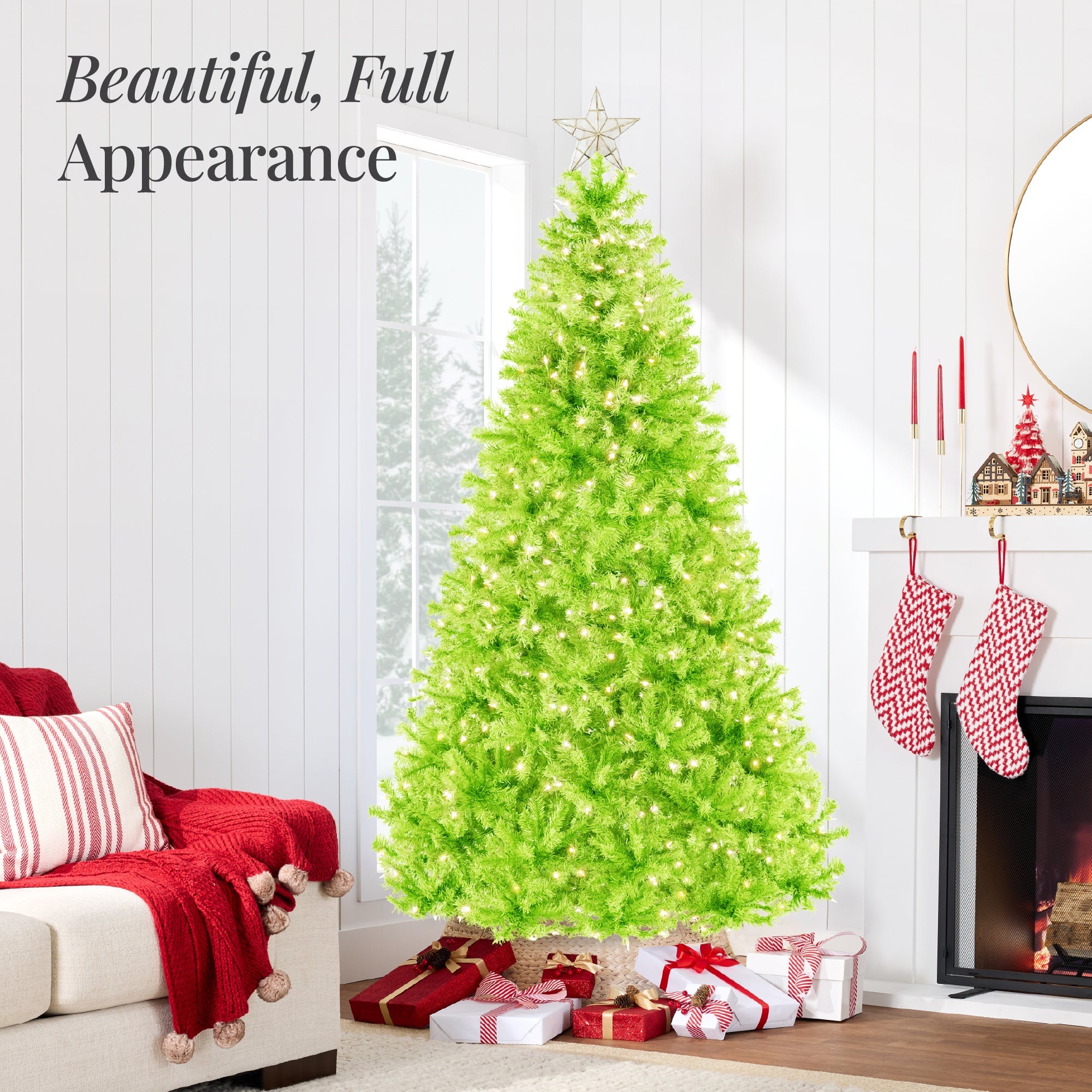 Pre-Lit Artificial Lime Green Christmas Tree w/ Incandescent Lights
