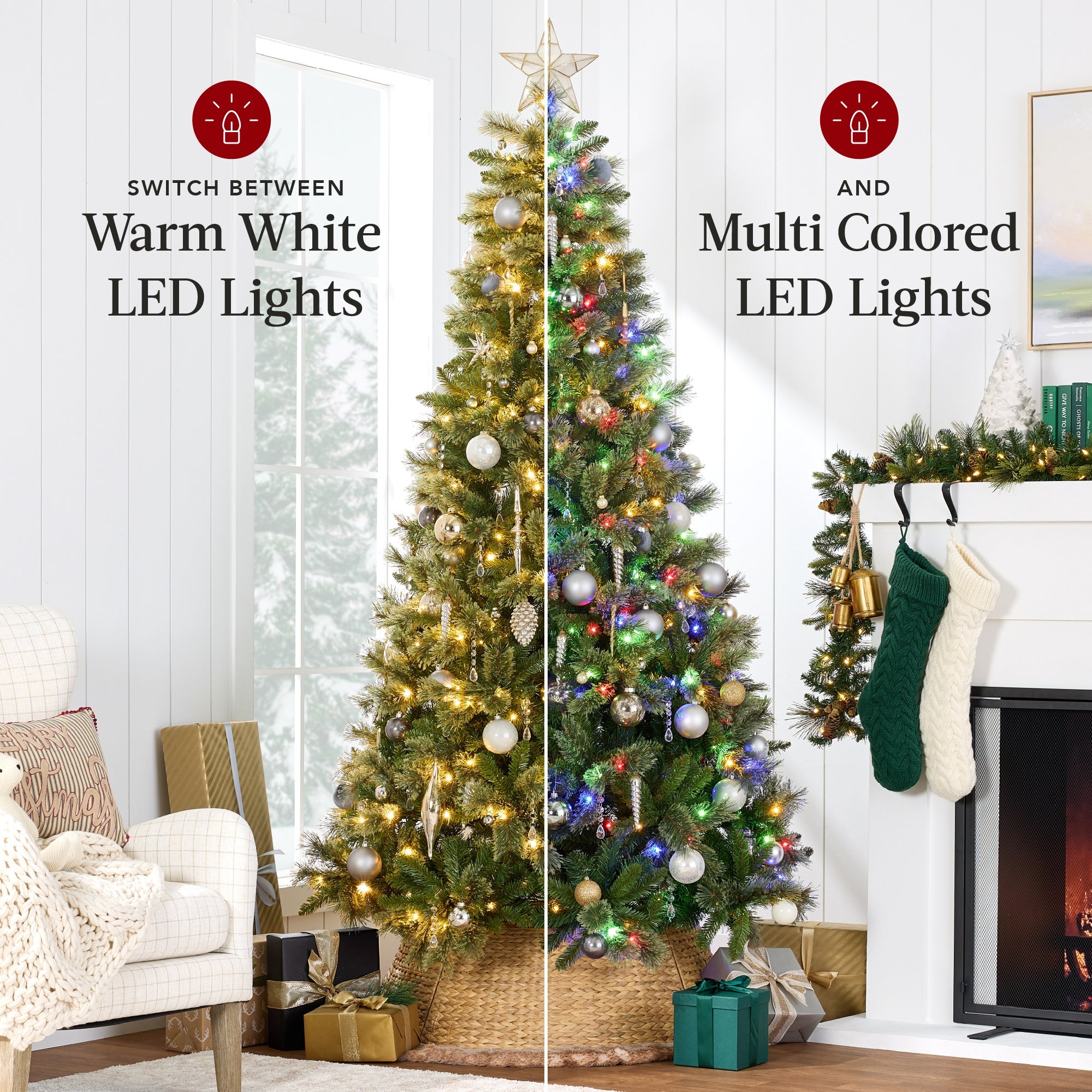 Pre-Lit Artificial Scotch Pine Christmas Tree w/ Metal Stand