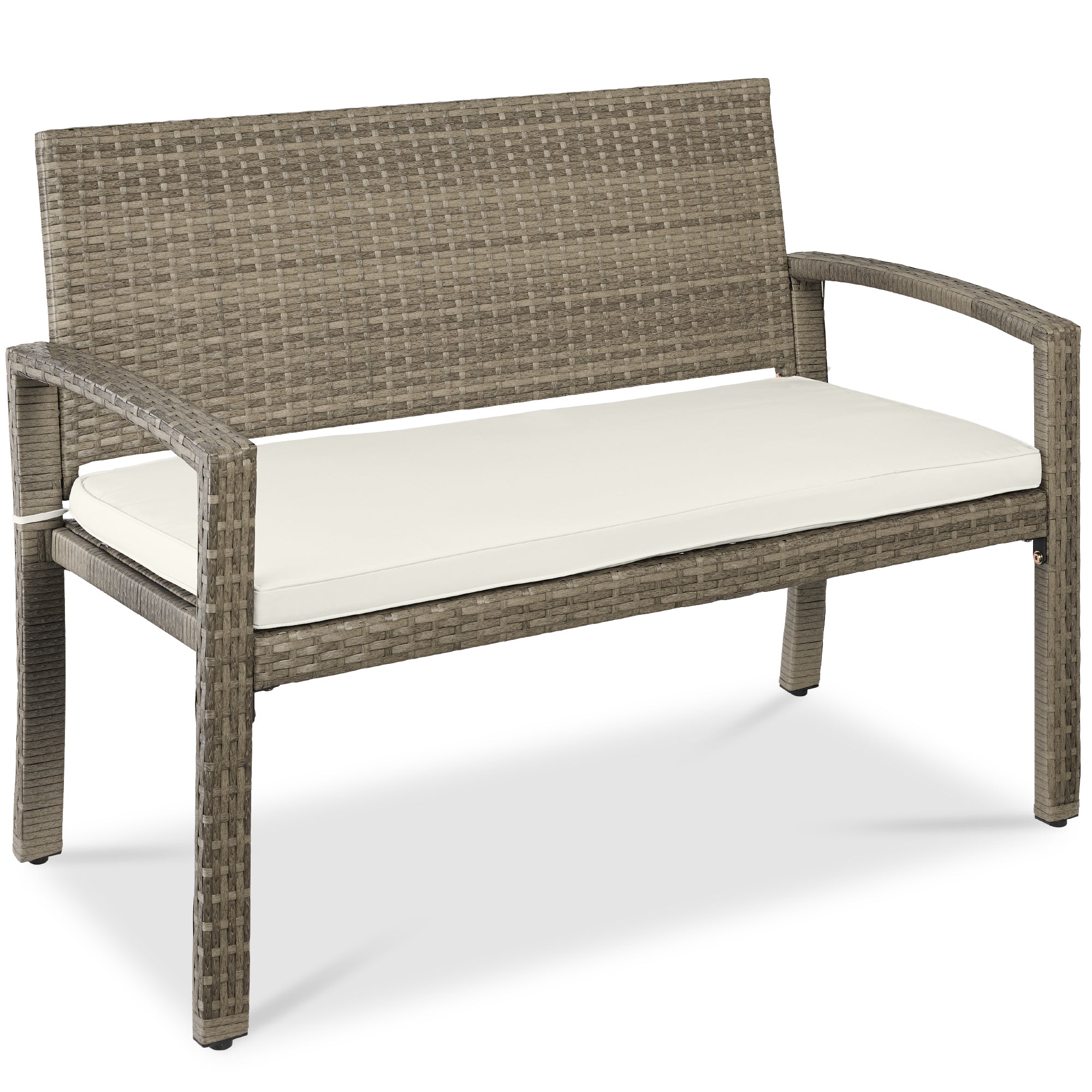2-Person Wicker Porch Bench for Outdoor, Garden w/ 700lb Capacity - 47in
