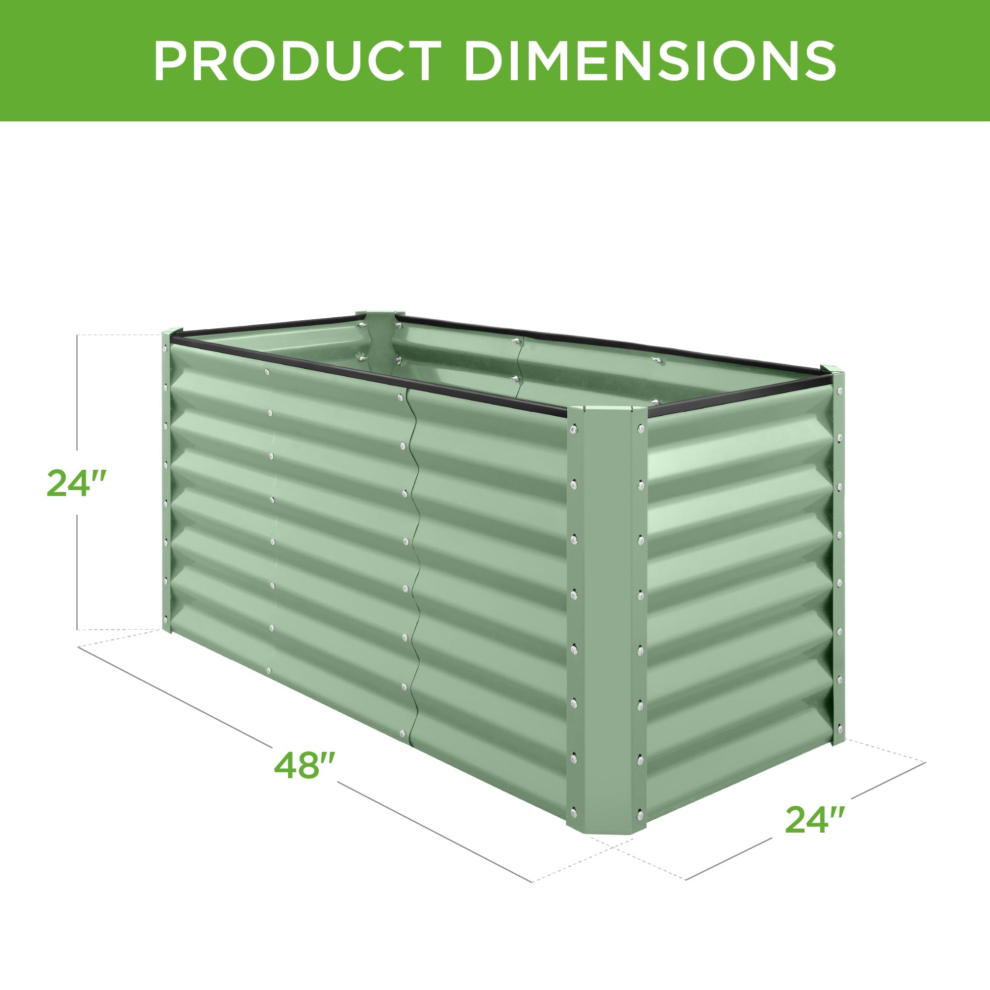 Outdoor Raised Metal Garden Bed for Vegetables, Flowers, Herbs - 4x2x2ft